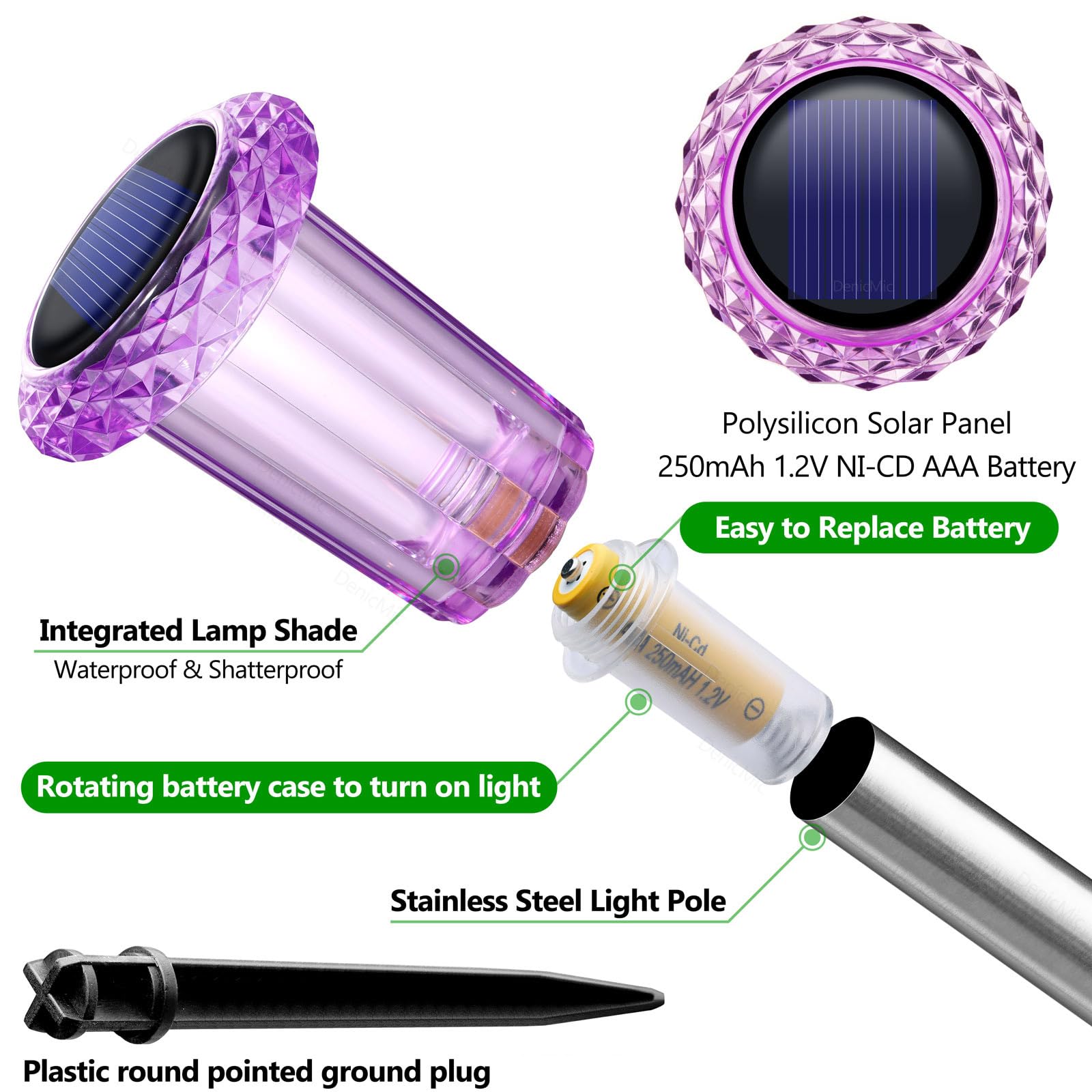 DenicMic Solar Halloween Lights Outdoor 15 Pack Purple LED Halloween Decor view 2