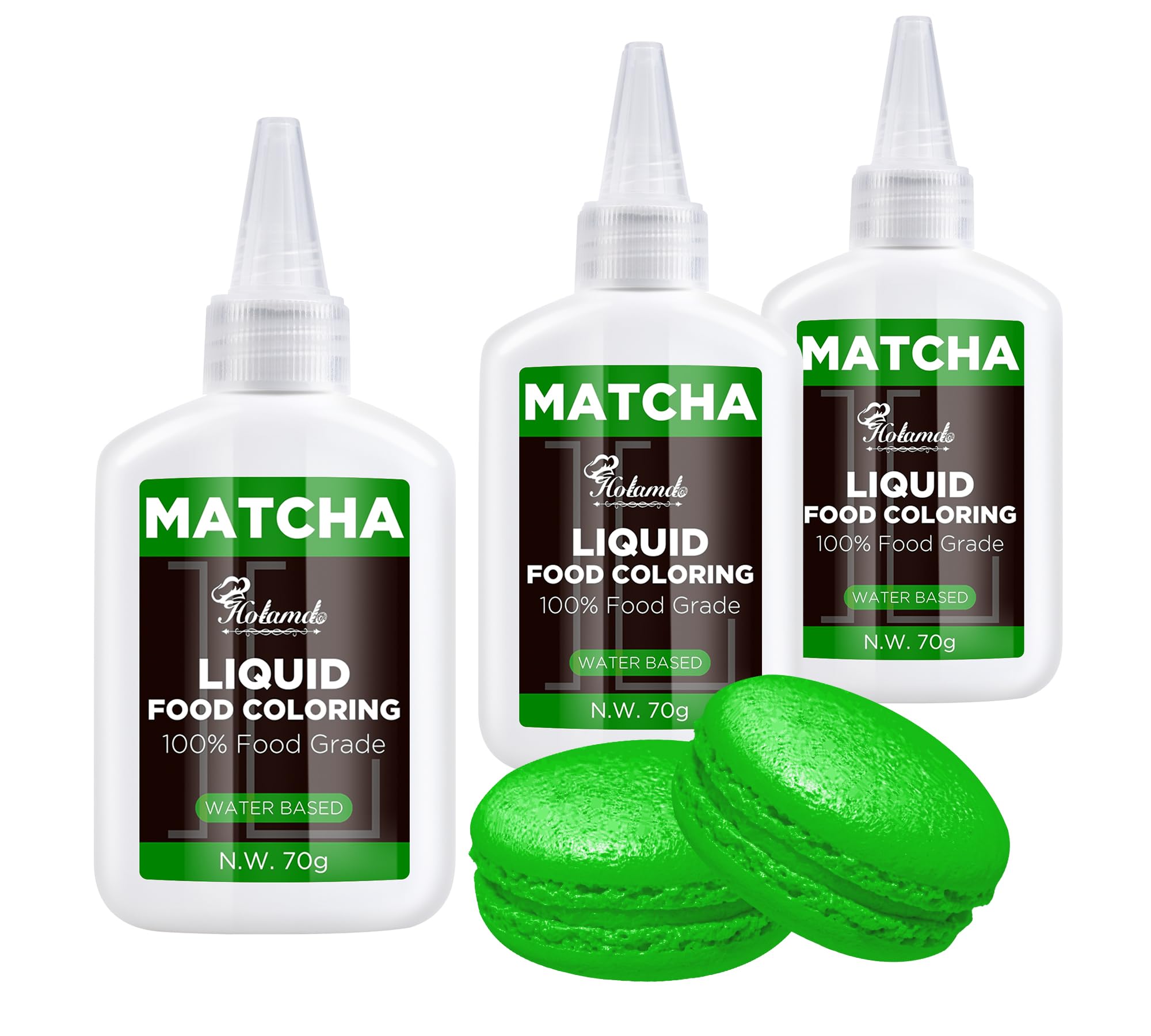 Lebensmittelfarbe Flüssige Matcha Set (70gx3) - Lebensmittelecht Konzentrierte Flüssige Farbe | Für Erwachsene Hobby Backwaren (Kuchen, Macaron, Kekse) & DIY (Kuchendekoration, Fondant, Slime, Seifen)