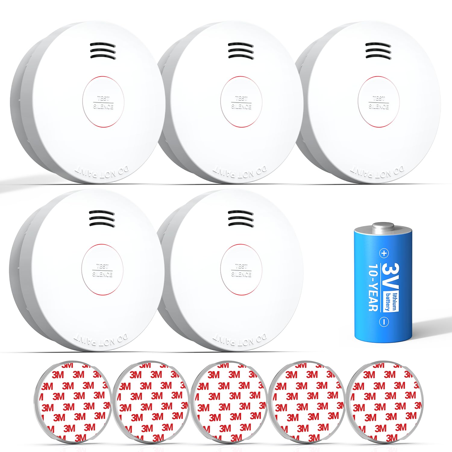 SITERWELL Smoke Detector 10 Year Battery,5 Packs Smoke Fire Detectors