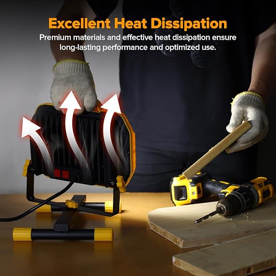 LUTEC 12500 Lumen LED Work Light with Stand, Portable Job Site Lights