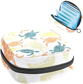 Boho Sea Turtle Period Pouch Portable,Tampon Storage Bag for Sanitary Napkins, Multicolor, 4.7x6.6x6.6 in/12x17x17 cm