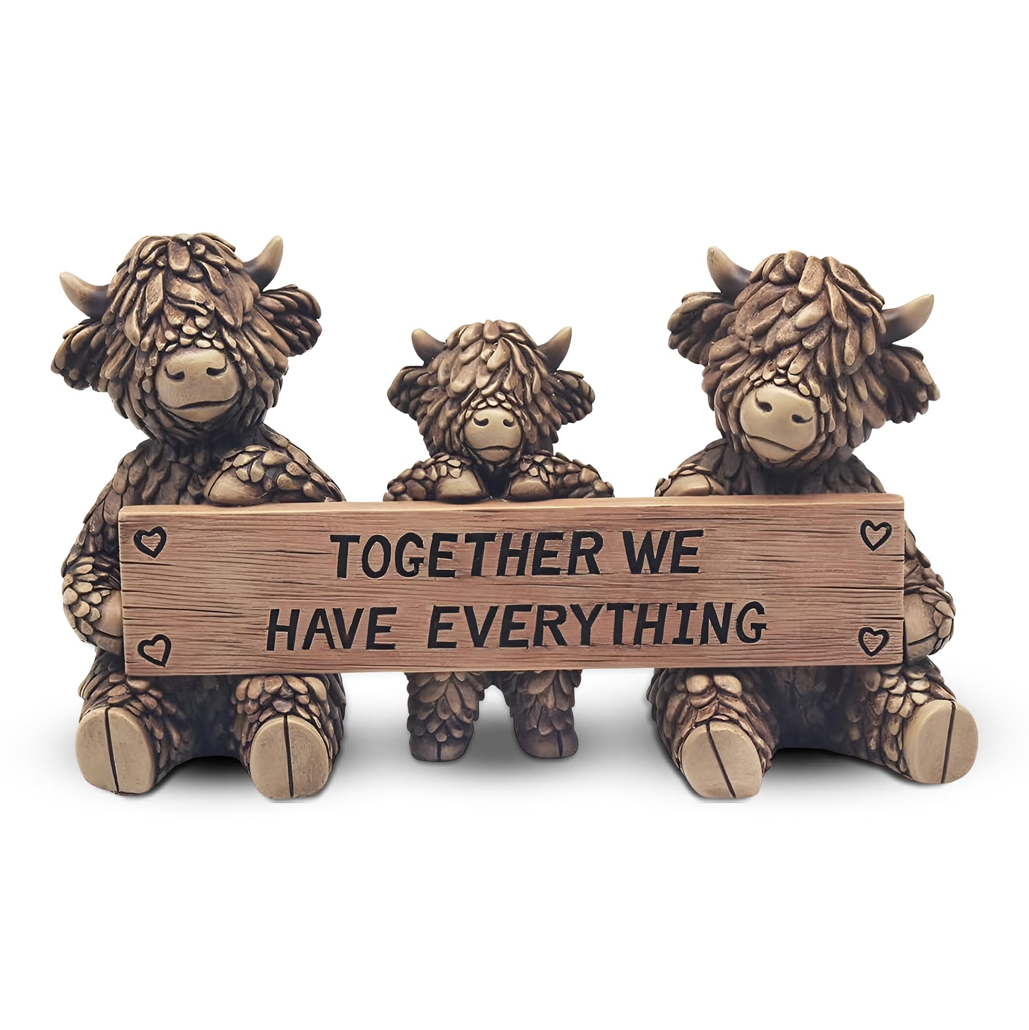 Lesser & Pavey Hughie Highland Cows Together Figurines Statues For Home Decor | Ideal Ornaments Friendship Gifts For Women & Men | Lovely Table Centerpiece & Living Room Accessories