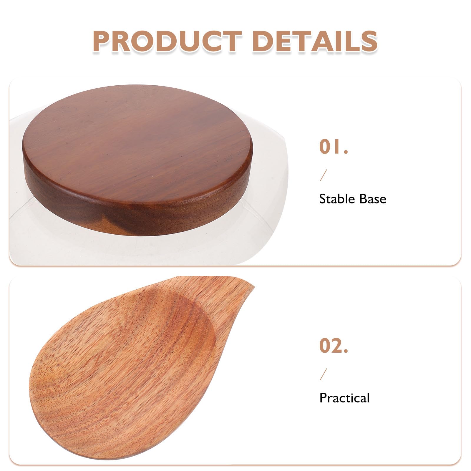 Bol de Ensalada de Vidrio con Base de Madera de Acacia Redondo para Presentación Clara y Protección contra Condensación, Adecuado para Cocinas Compactas y Fiestas