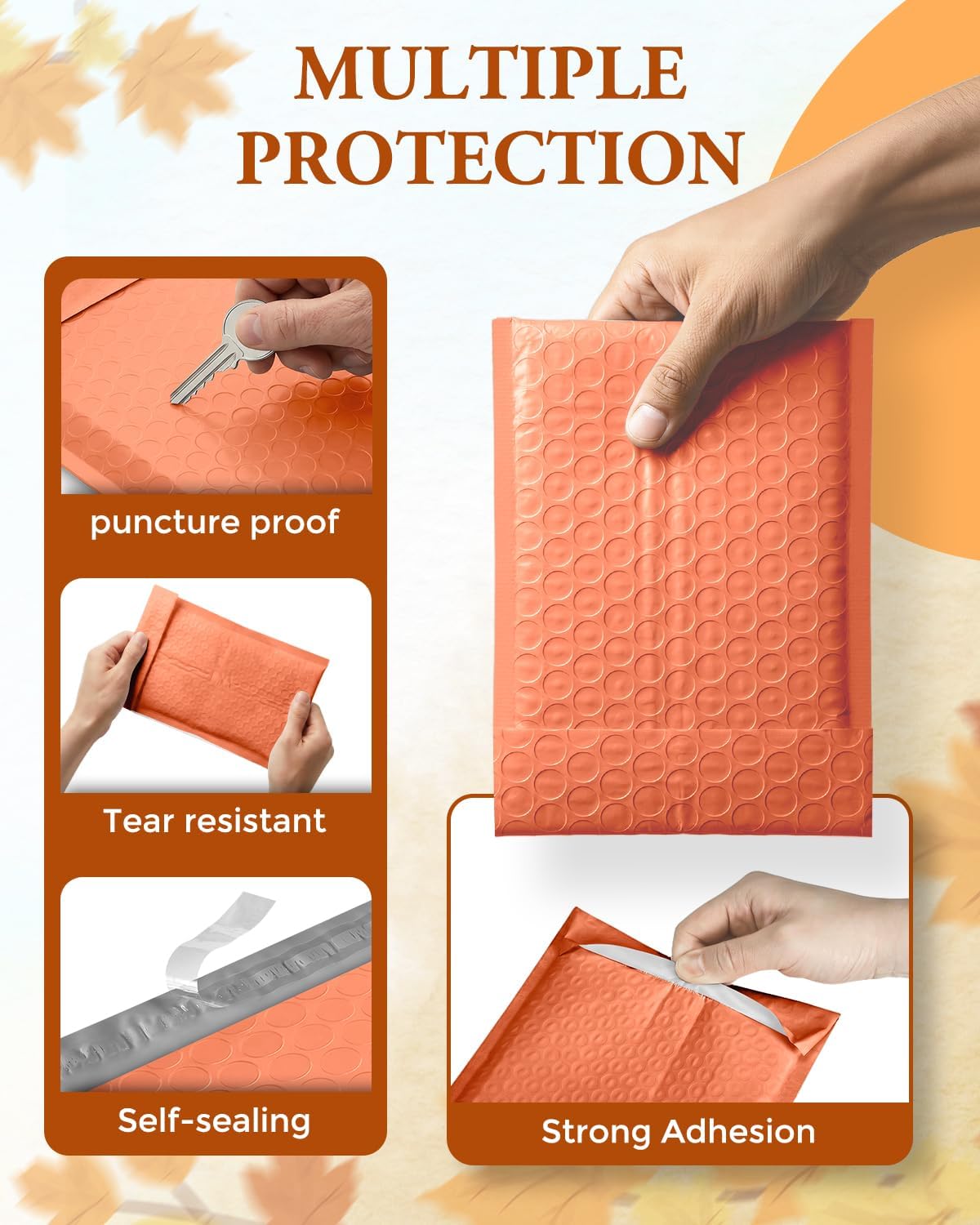 GSSUSA Bubble Mailers 4x8 800 Pack,Orange Padded Envelopes Selfseal,Usable Size 4x7 Small Bubble Envelopes Shipping Bags for Shipping Supplies,Card,Bulk Pack,Small Business Packaging Supplies