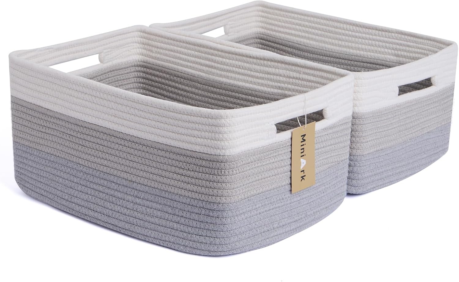 Large Storage Baskets for Shelves, Closet Organizers Bins for Clothes Blanket Towels, Baby Nursery, Toy Baskets Box, Woven Rope Baskets, 17 x 13 x 7.5”, 2 Packs Gradient Grey 2pcs-L17×W13×H7.5" Gradient Grey
