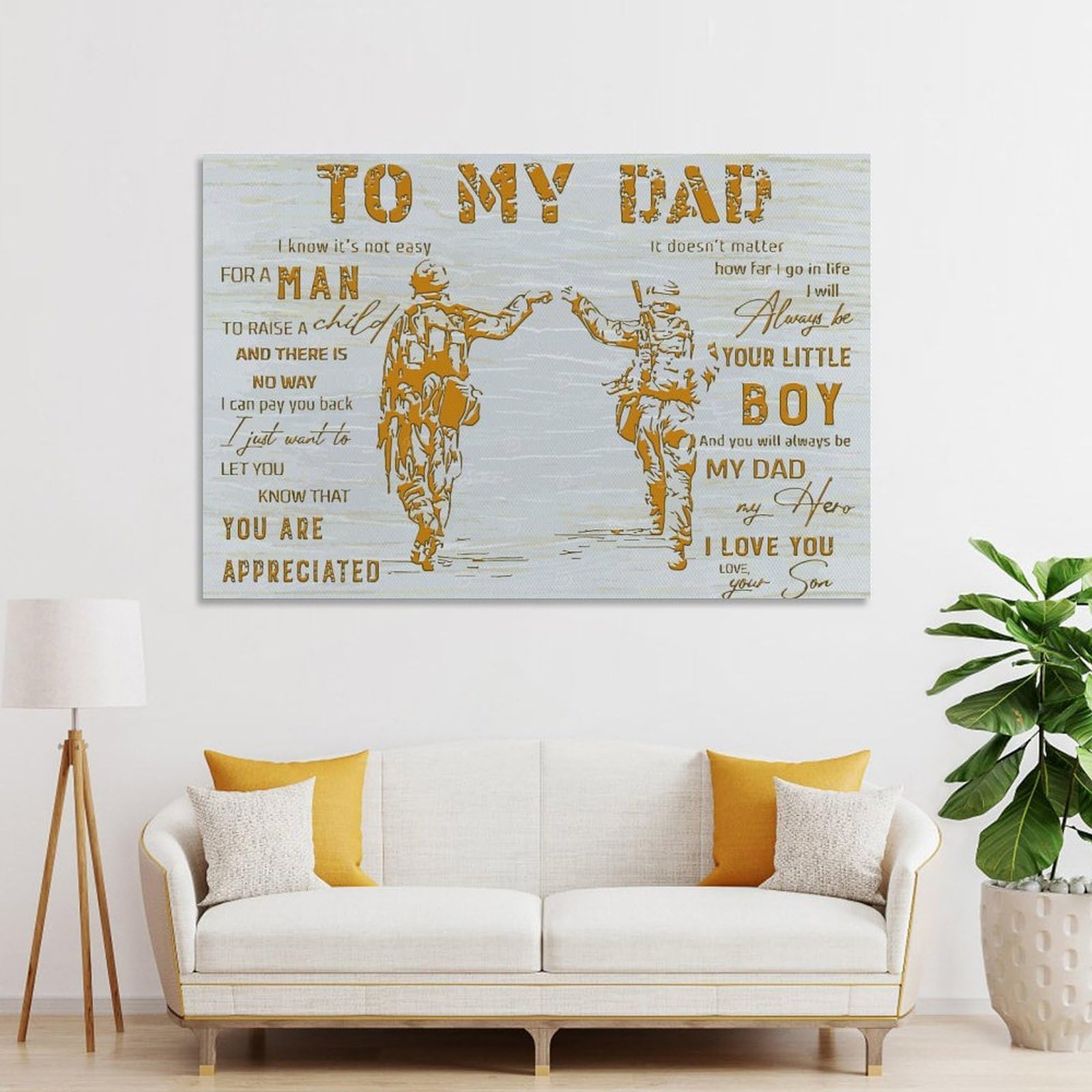 Junmoney Wall Picture Print To My Dad Gift from Son(2), 08x12inch(20x30cm), for Living Room, Bedroom, Office Or Hallway, A Flexible Wall Accent for Shared Spaces
