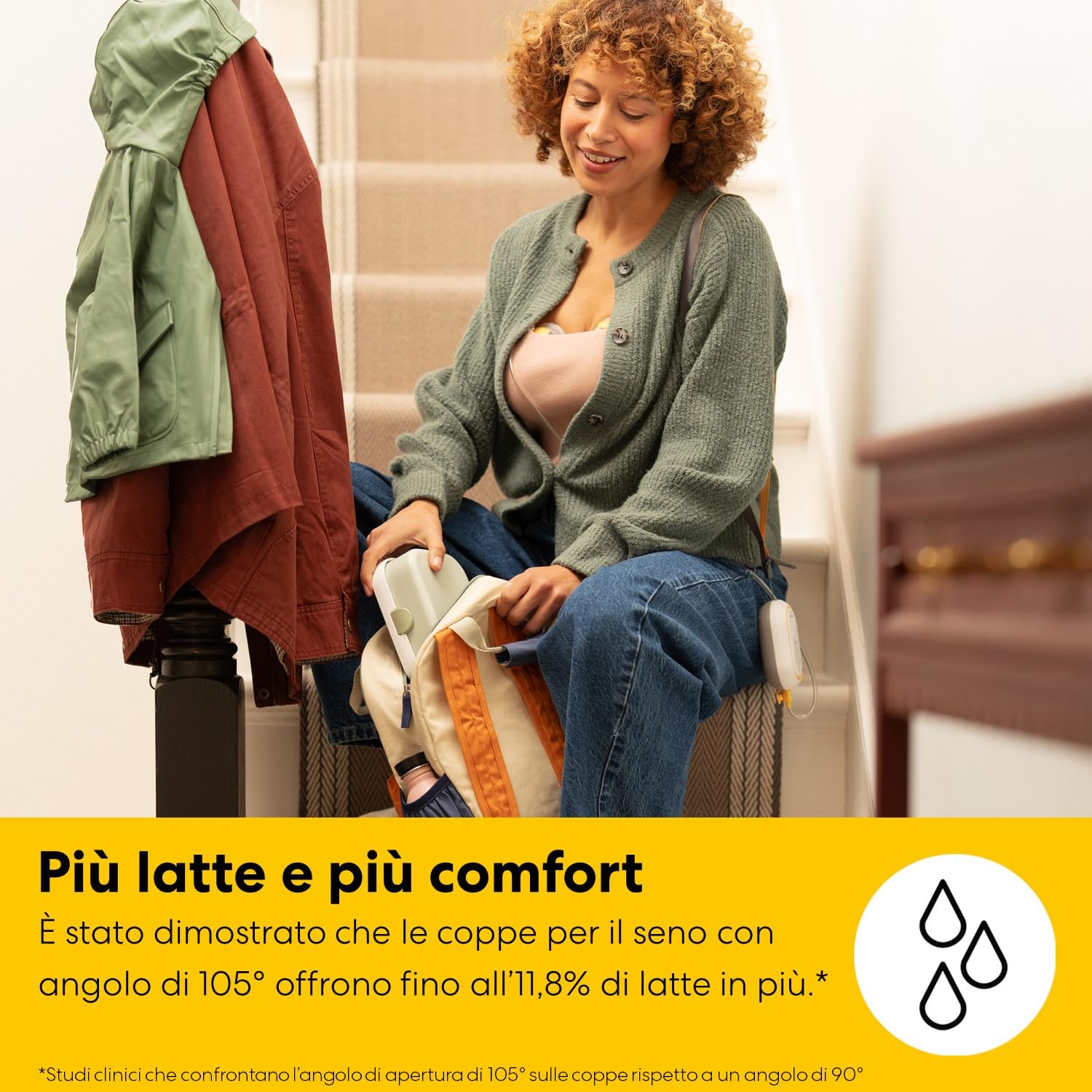 Medela Freestyle Mini Hands-Free elettrico doppio con coppe Hands-Free e batteria ricaricabile.