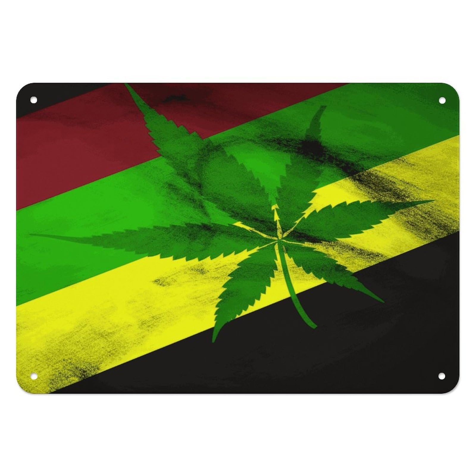 Fekiloot Style Jamaica Flag Leaves Wall Decor Iron Painting Metal Sign