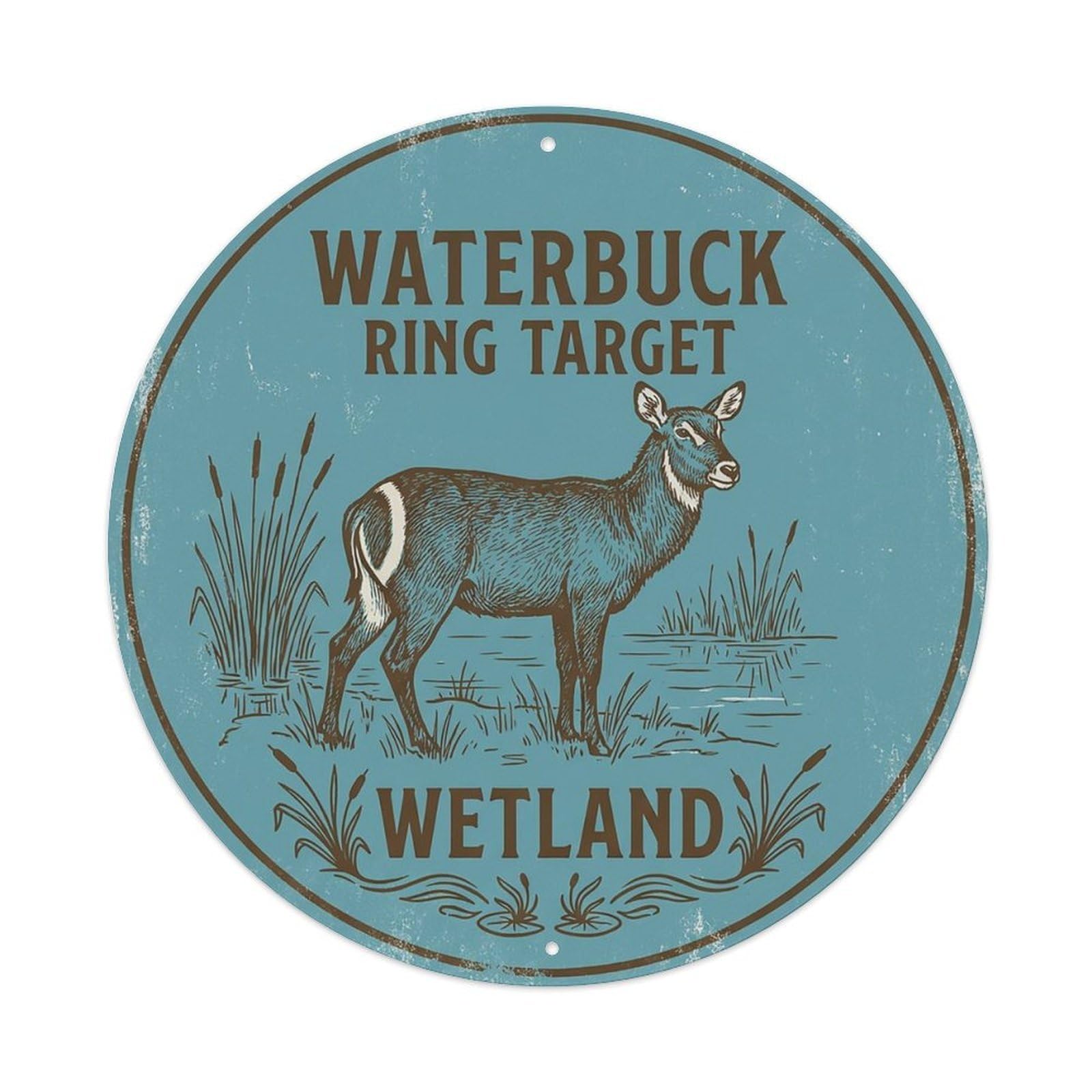 Cxhjca 8X8inch(20X20cm) Waterbuck Ring Target Wetland Metal Tin Sign