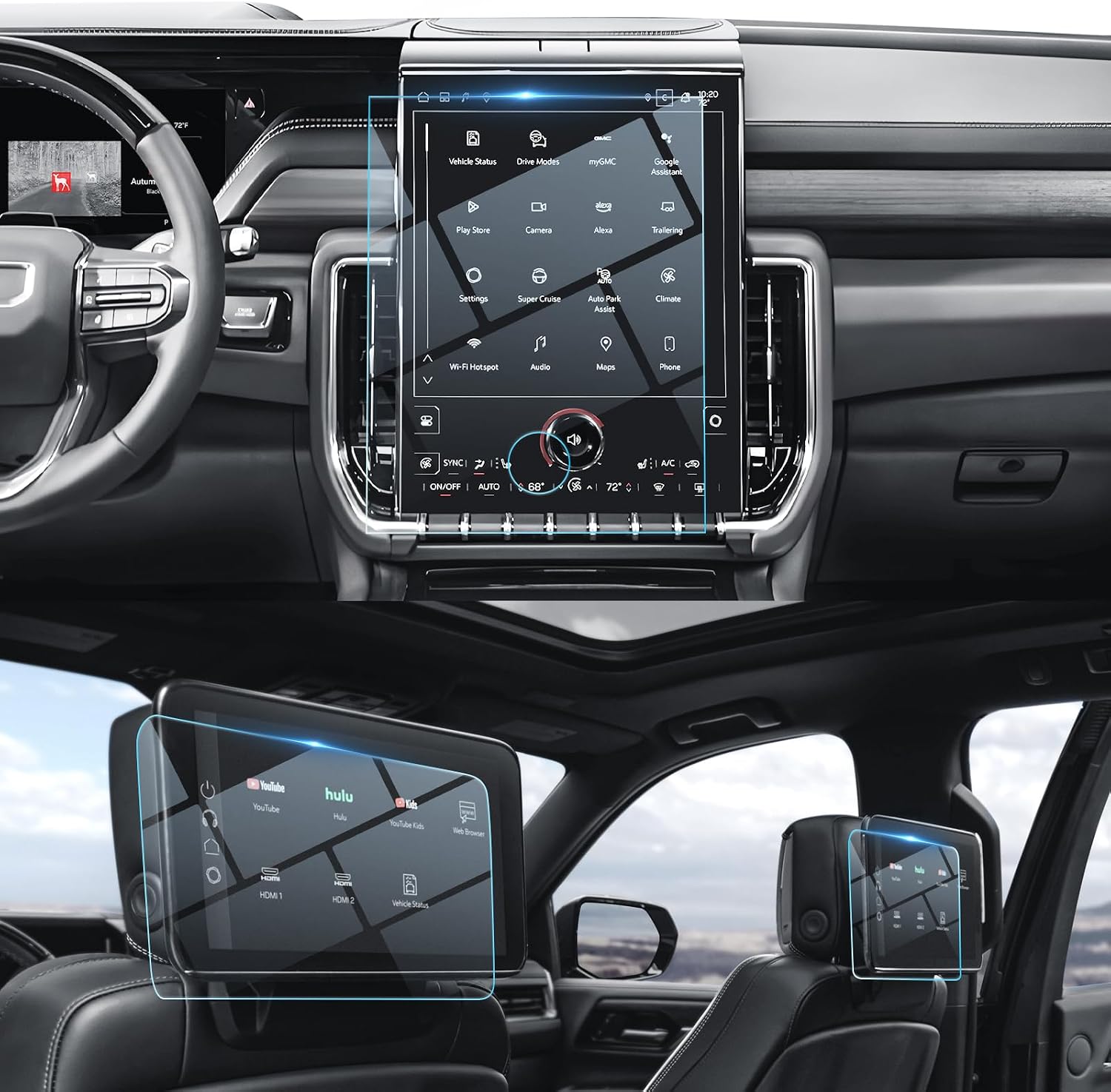 BIBIBO for 2025 2026 GMC Yukon Screen Protector 2025 2026 GMC Yukon (Elevation/AT4/Denali/AT4 Ultimate/Denali Ultimate)16.8"Navigation &12.6" Rear-Seat Touchscreen [Anti-Scratch Ultra-Clear] GMC Yukon Accessories 2025
