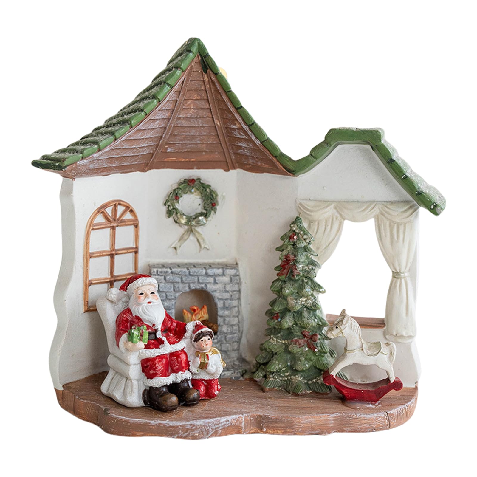 Estatua intrincada de resina para árbol de Navidad/casa, decoración de mesa, decoración pintada a mano, suministros de fiesta, decoración de escritorio de oficina