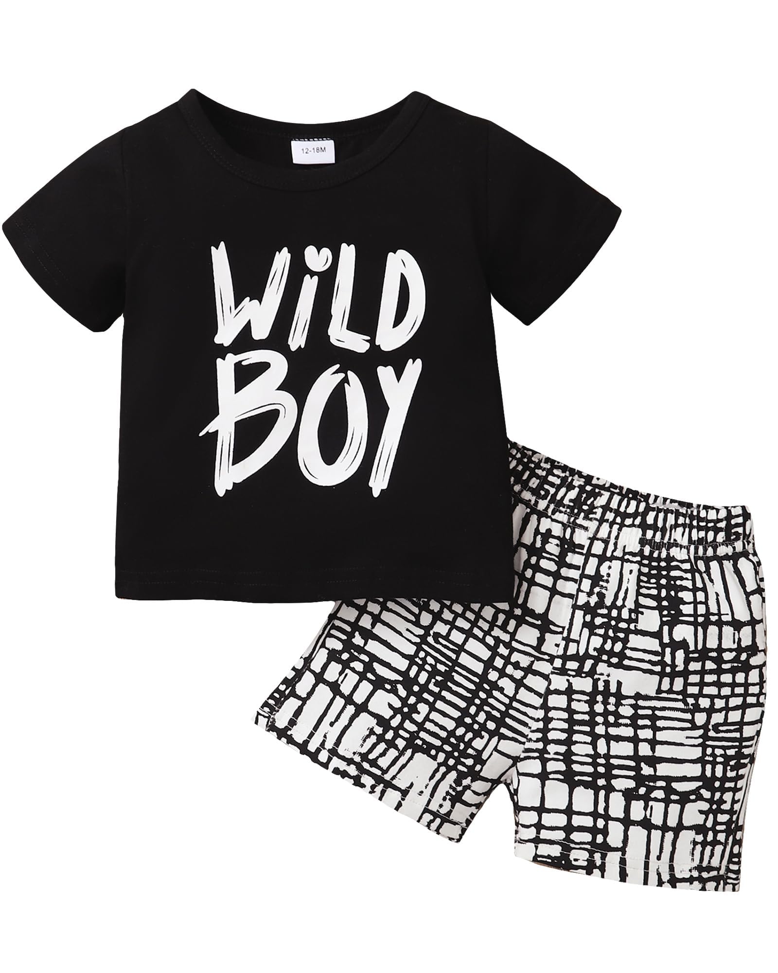 Kucnuzki Toddler Baby Boy Clothes Outfits Short Summer Sleeve Letters Printed Shirt Shorts Sets 2PC Little Boy Clothing
