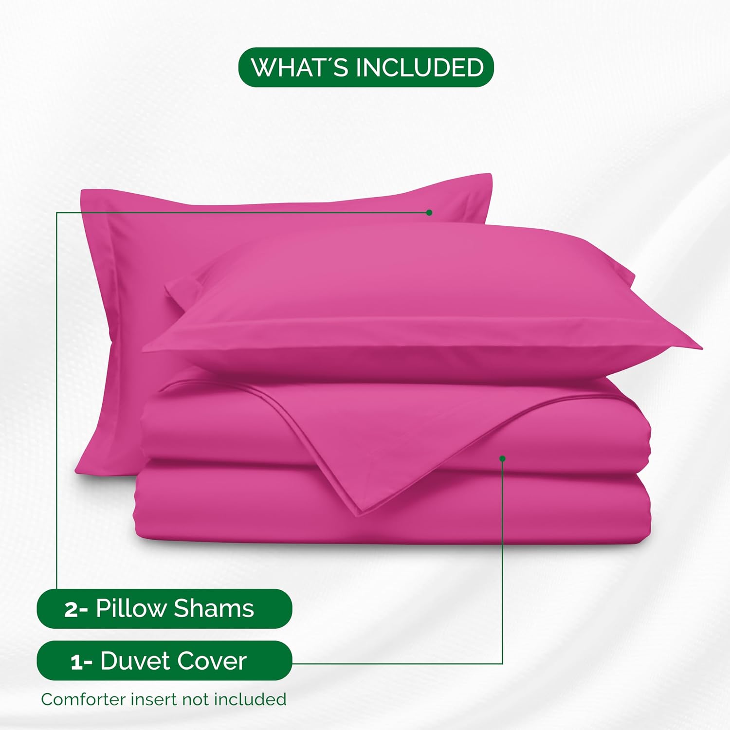 Elegant Comfort Luxury 3-Piece Duvet Cover Set - 1500 Premium Hotel Quality Microfiber Hotel Collection - Comforter Cover with Button Closure and Shams, Full/Queen, Hot Pink