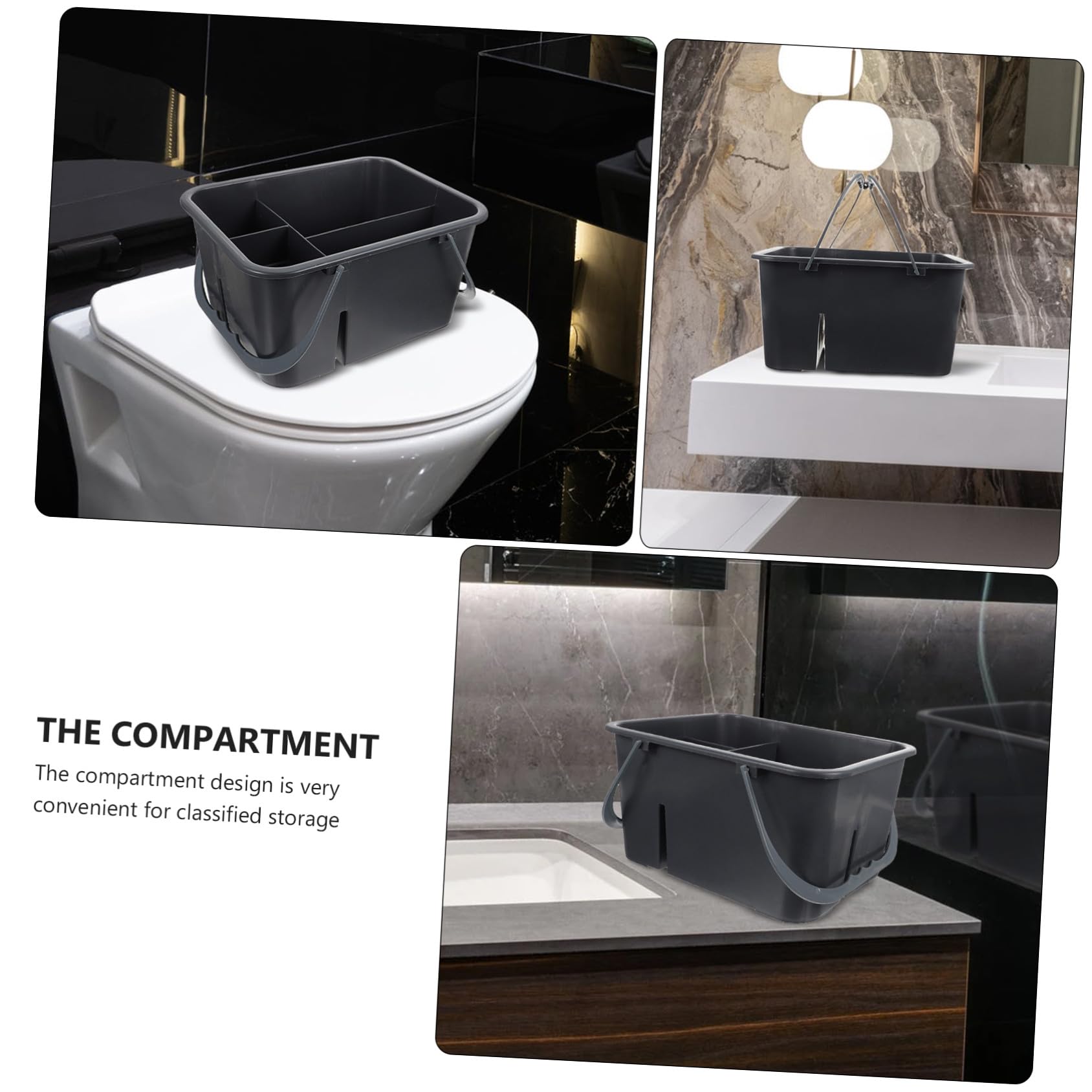 POPETPOP Panier pour Organisation à 4 Compartiments de Rangement en Plastique Poignée Portable et Rangement pour Salle de Bain des Accessoires