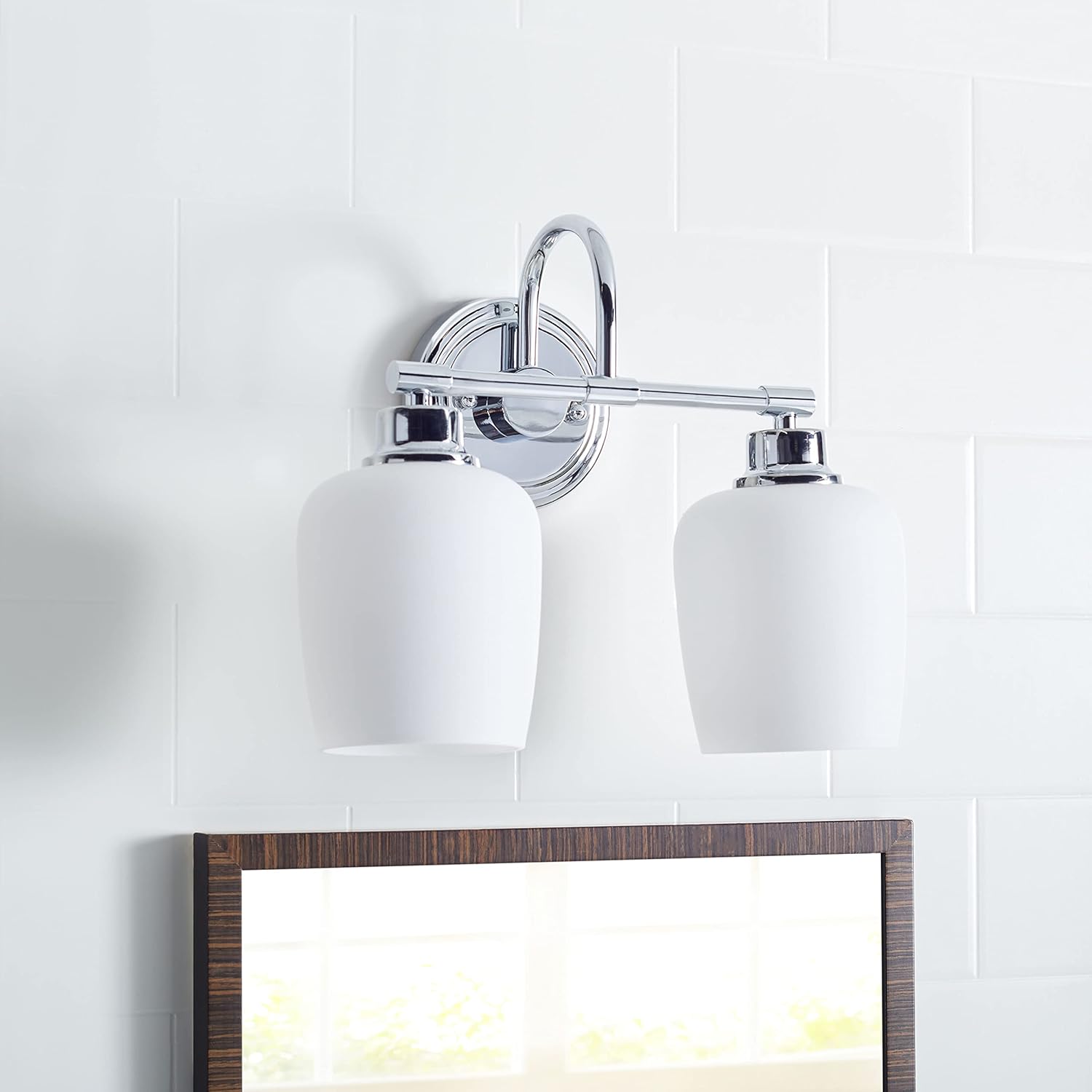 SAFAVIEH SCN4051A Rayden Chrome 2-Light Bathroom (LED Bulbs Included) Sconce