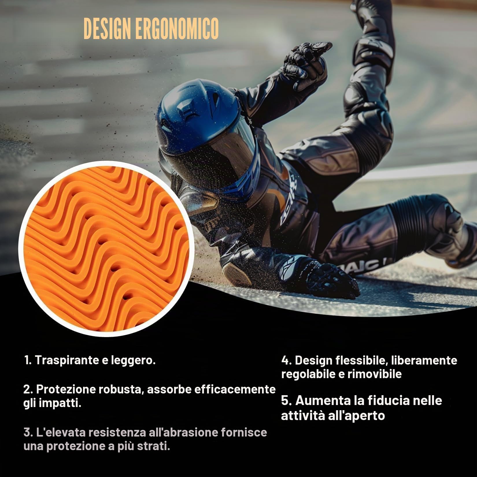 PSLER CE-2 Protezioni Moto,Paraschiena Moto Livello 2,Livello 2 Paraschiena Delle Spalle e Protezione dei Gomiti,5 Pezzi Sicurezza Paraschiena Moto,Inserti Ammortizzanti per Giacche da Moto Ginocchio