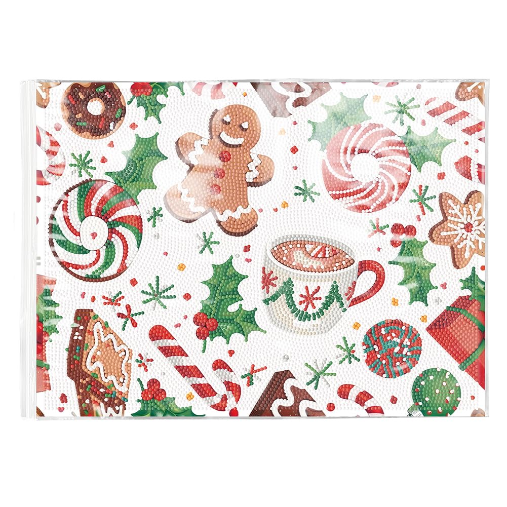 Fiorky DIY Diamond Art Painting Placemat Rectangular Christmas Diamond Crafts Projects Santa Claus Round Diamond Painting Table Mats Reindeer Rhinestone Ant-slip Placemat for Home Decor