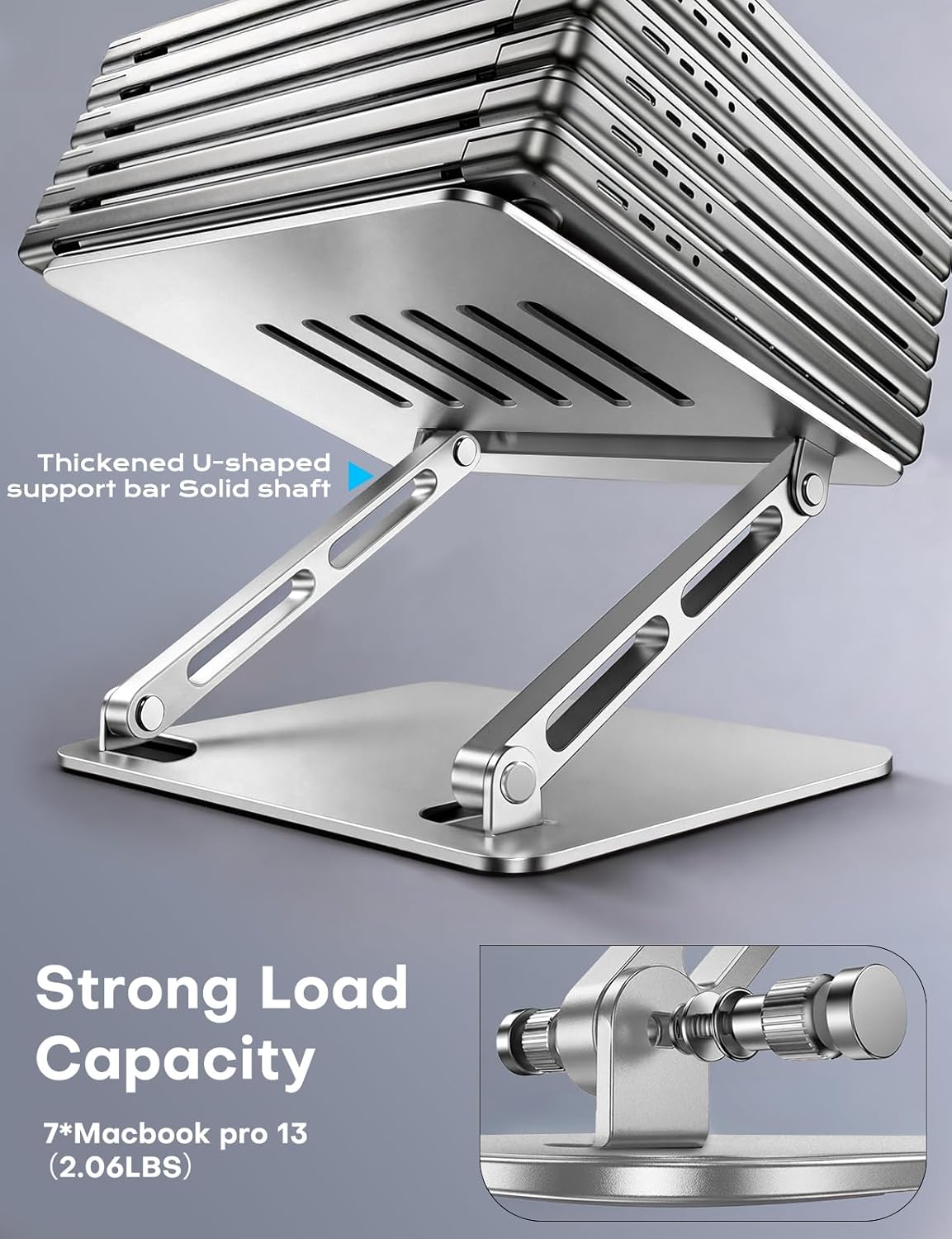 LOXP Portable Laptop Stand, Aluminum Laptop Stand for Desk - Silver image 5