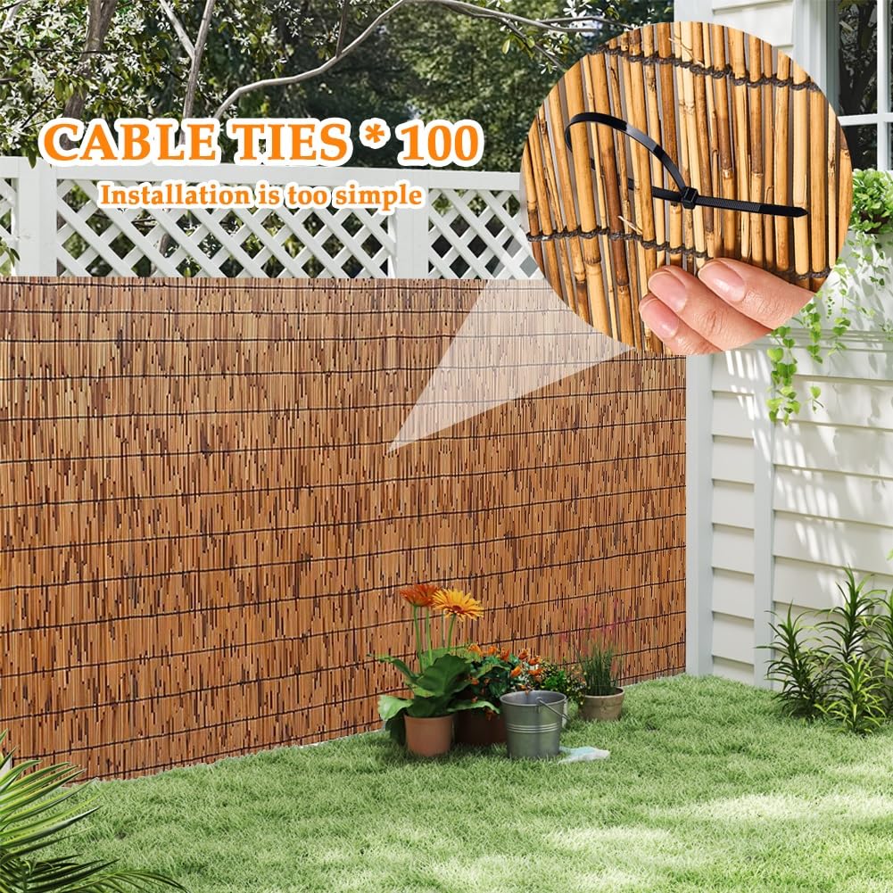 Generico bambù Recinzione per Esterno Giardino, Privacy Stuoia in Canne Larghezza: 50-180 Cm, Balcone Recinzione in Cannette, Bamboo Stuoia per Esterno Cortile Terrazza Piscina Decorative(60 * 500cm)