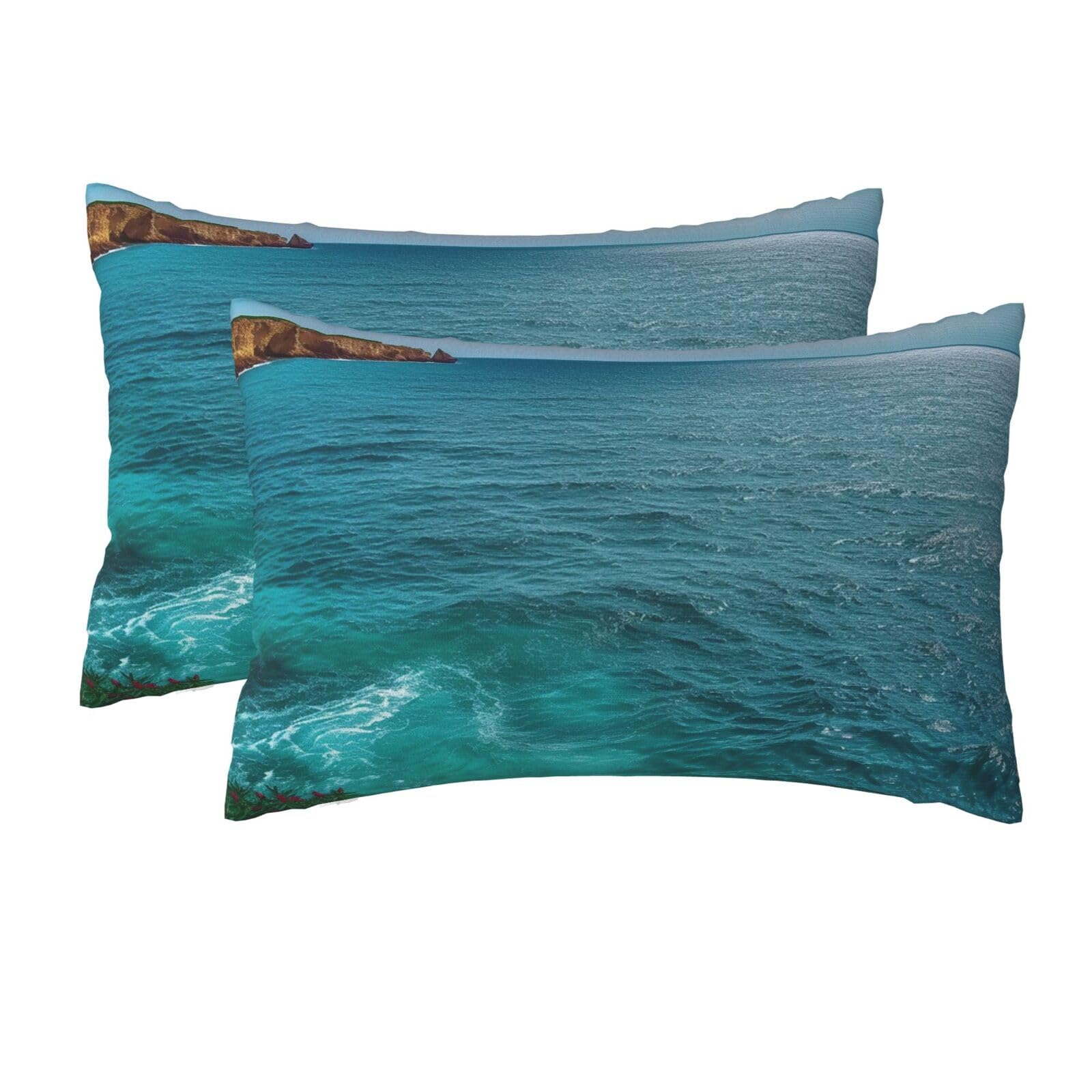 2 Pack Queen Size Pillow Cases for Hair and Skin Soft Breathable Pillow Case Covers with Hidden Zipper Blue Ocean Pillowcase 20x30 Inches Pillow Cover for Sleeping Gift