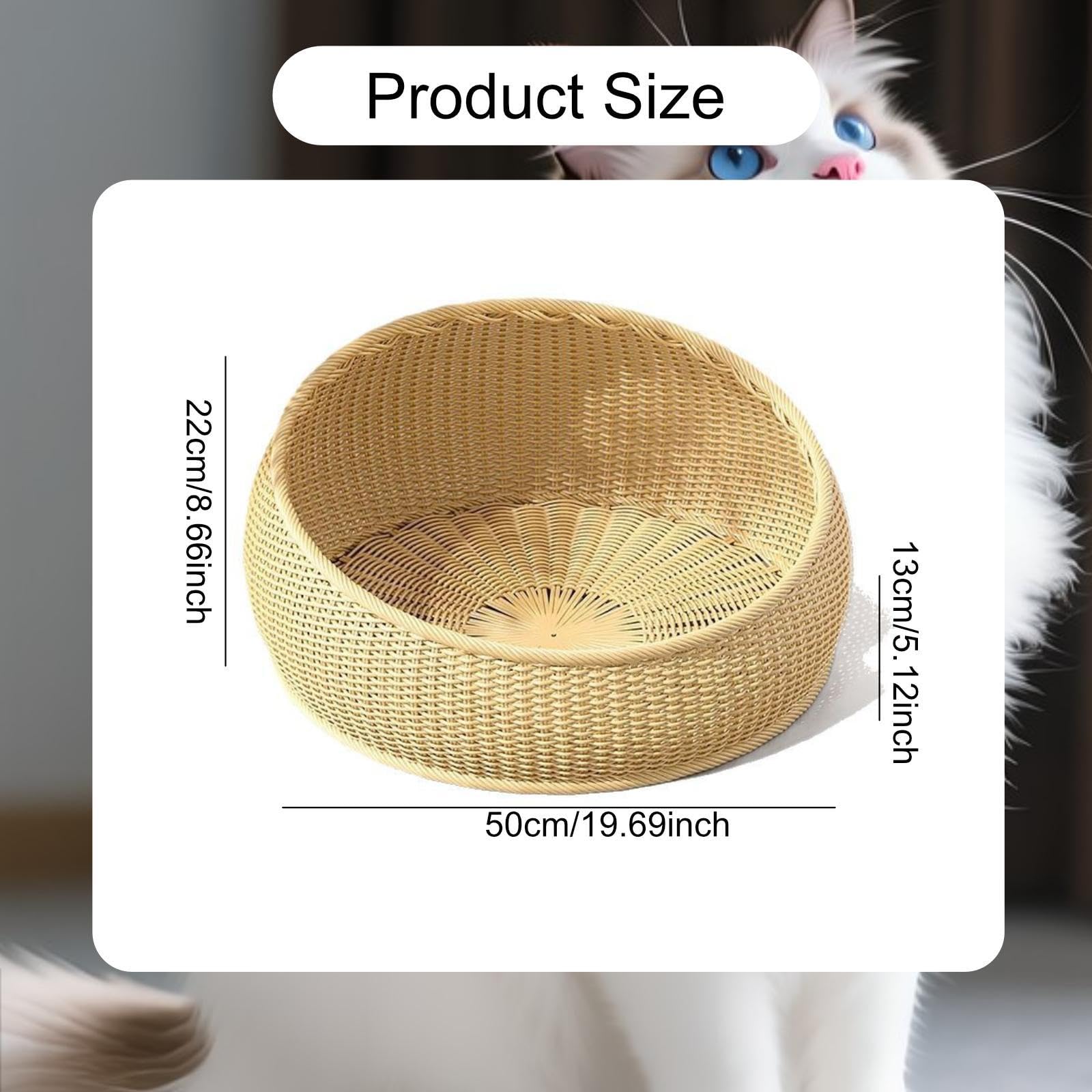 Cuccia per Gatti Fatta a Mano, Accessori per Animali Domestici, Protezione per mobili, AntiGraffio, Rotonda, 50 cm, Leggera, Nido per Gatti per Il, Beige
