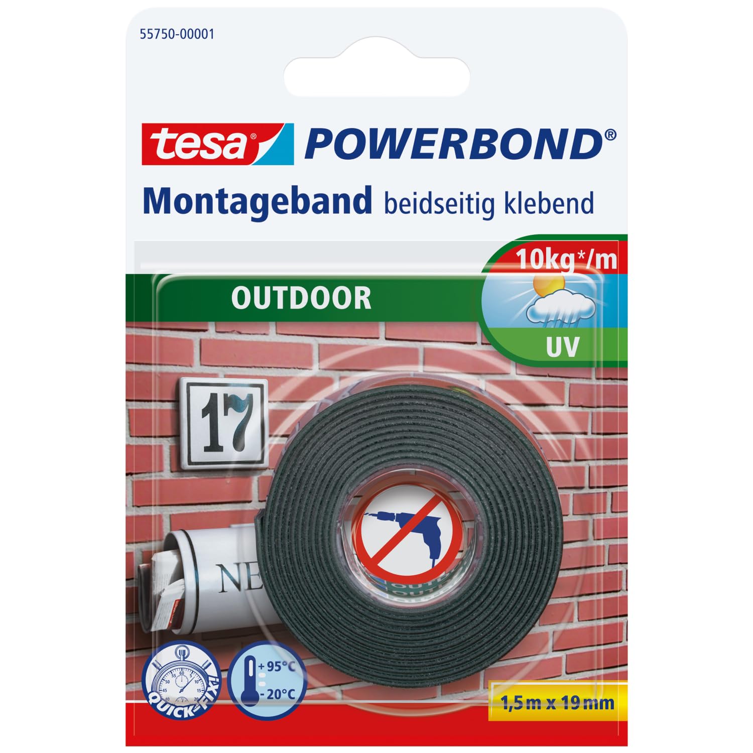 tesa UK Powerbond Outdoor, 1.5 x 19mm
