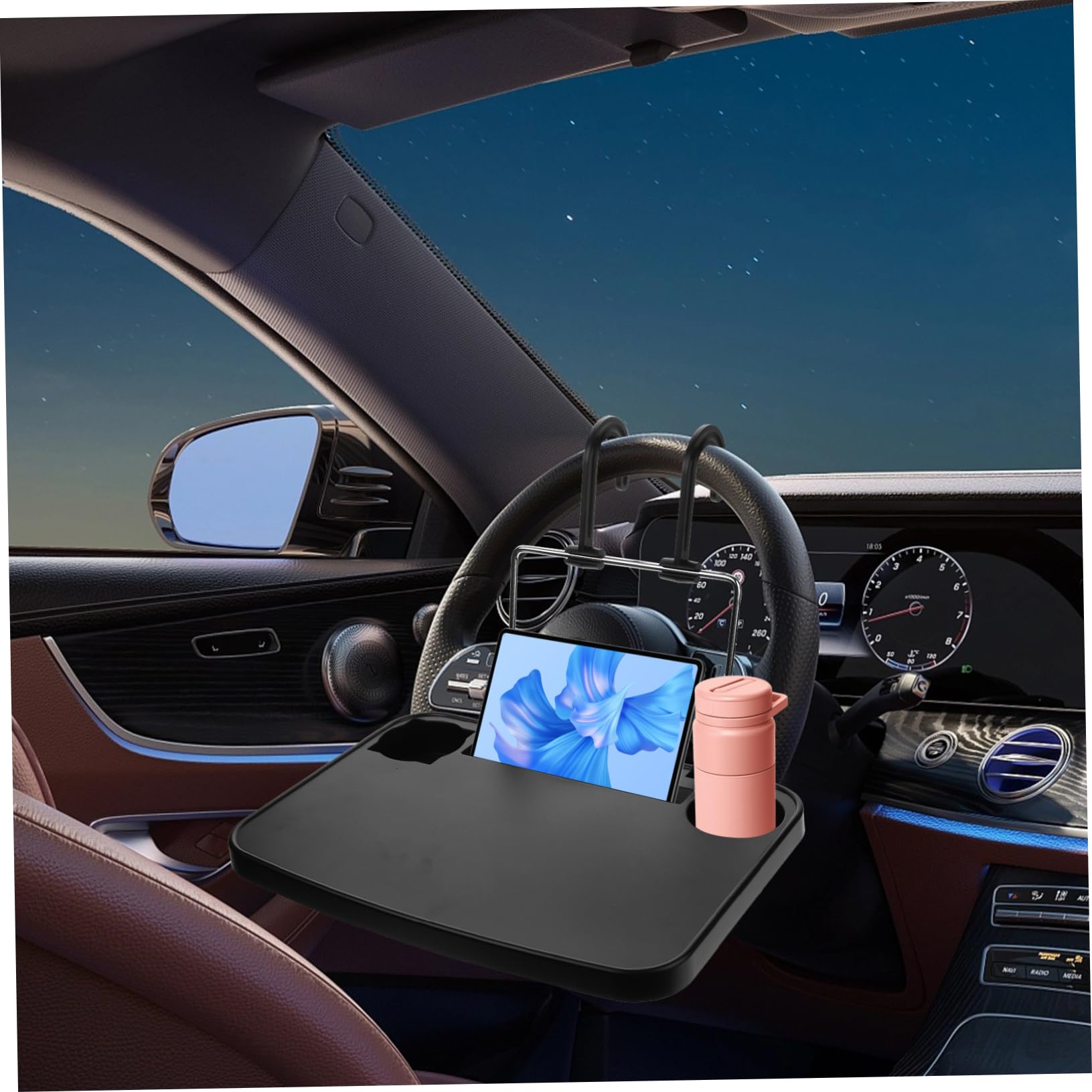 Vassoio Auto Pieghevole per Schienale, Organizer Portabevande Nero | Abs Componenti Hardware, Design Moderno e Stile Pulito, per Spostamenti Quotidiani e Viaggi Lunghi