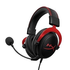 HyperX Cloud II - Gaming Headset, 7.1 Surround Sound, Memory Foam Ear Pads, Durable Aluminum Frame, Detachable Microphone, Works with PC, PS5, PS4, Xbox Series X|S, Xbox One Red
