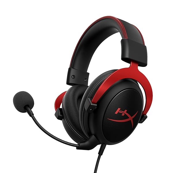 HyperX Cloud II - Gaming Headset, 7.1 Surround Sound, Memory Foam Ear Pads, Durable Aluminum Frame, Detachable Microphone, Works with PC, PS5, PS4, Xbox Series X|S, Xbox One Red