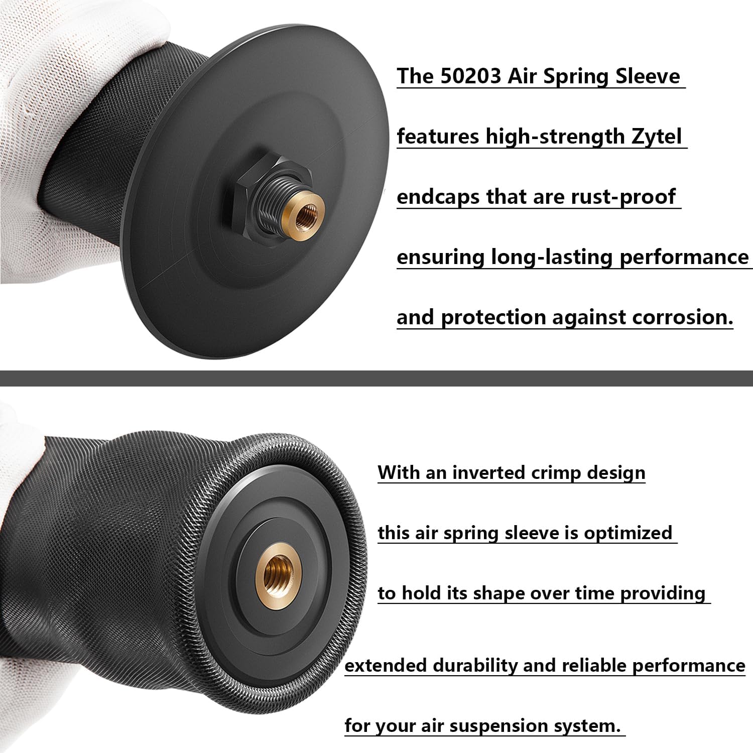 50203 Air Spring Sleeve With 90° Air Swivel Fitting，Replacement 59508, 59511, 59527, 59539, 59542, 59551, 59555, 59563, 59565, 59567, 59568, 59501, 59106BT