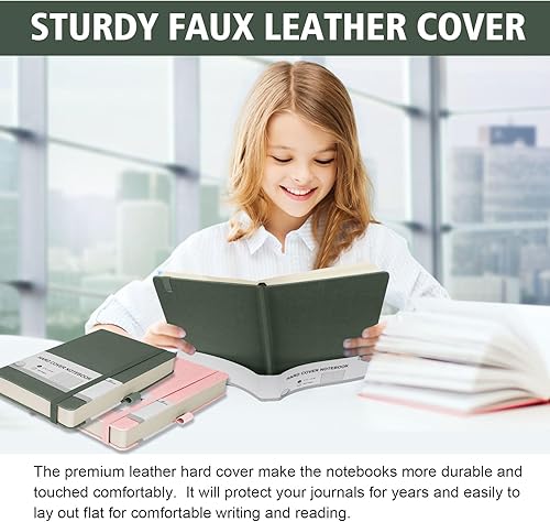 Miniatura 7 de EMOMAS Cuaderno rayado universitario, 360 páginas numeradas (con número de página), tamaño A5, papel rayado de 2.95 ozyd (100 gm), tapa dura de