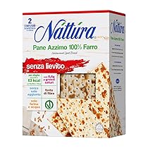 NATTURA Pane Azzimo di Farro, Pane Azzimo Senza Lievito e Senza Sale Aggiunto, 100% Farina di Farro, Fonte di Fibre, 63 Kcal per Sfoglia, Prodotto Vegano, 220 g