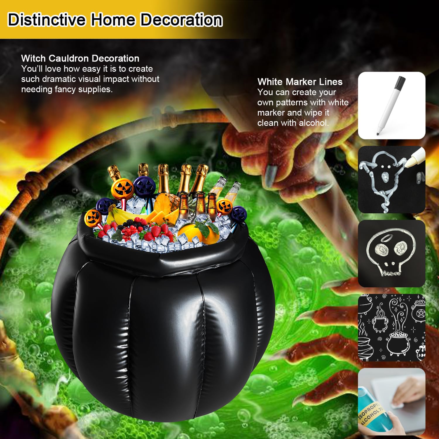 Cubitera Hinchable Grande para Halloween, Iideal para Fiestas, Viajes y Enfriar Bebidas Barril portátil para Reuniones al Aire Libre y Decoración