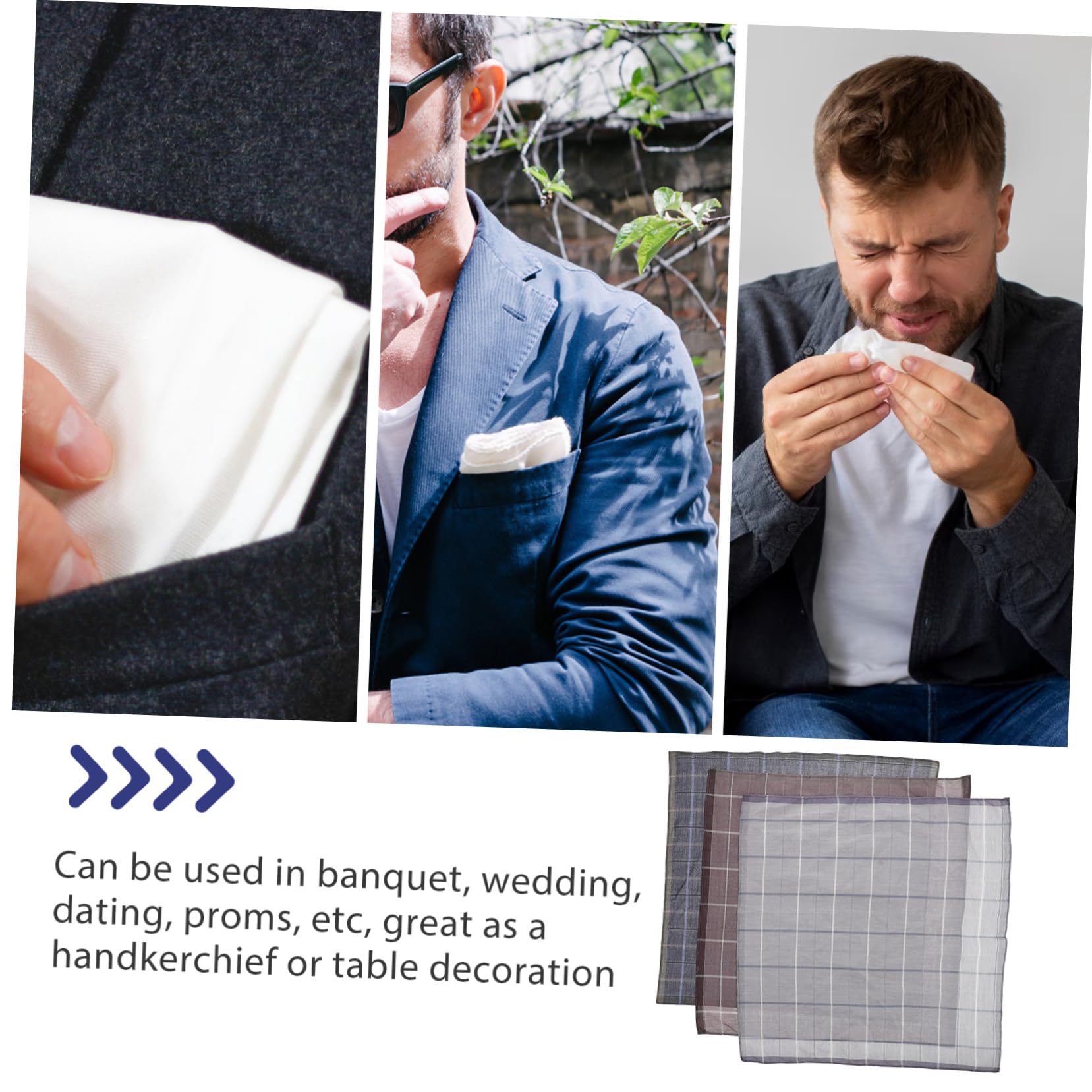 Beavorty 4 Sätze Baumwollmänner -taschentuch Alte Taschentücher Teeparty-taschentücher Taschentuch Jahrgang Japanisches Taschentuch Taschentuchtasche Baumwolle 3 Stück * 4