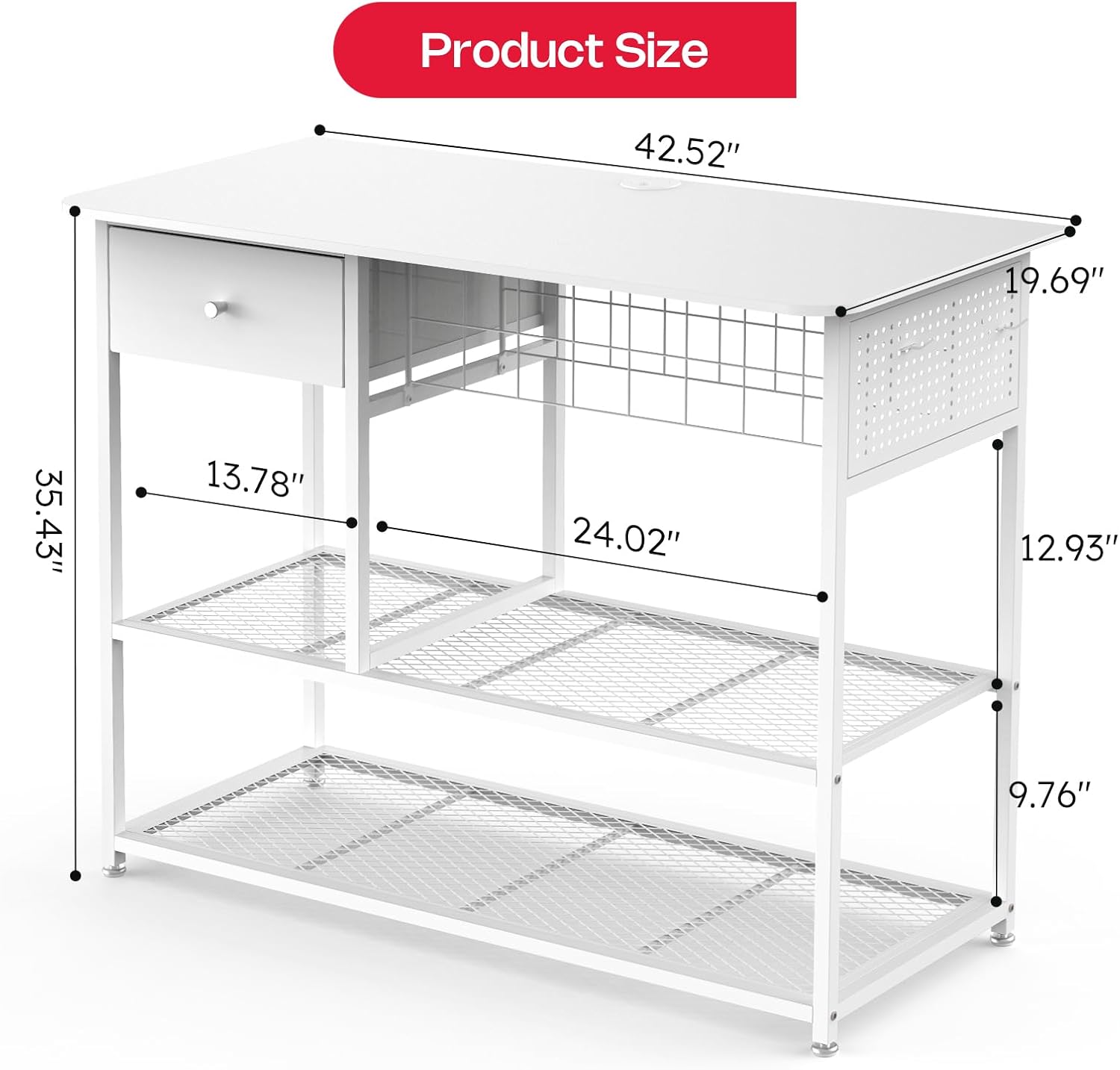 Extra Large Heat Press Table, Heat Press Stand Desk Cart with Vinyl Storage, Multi-Purpose Heavy Duty Metal Workbench for DIY Sublimation, T-Shirts Caps Mug & Tumbler Heat Transfer Projects