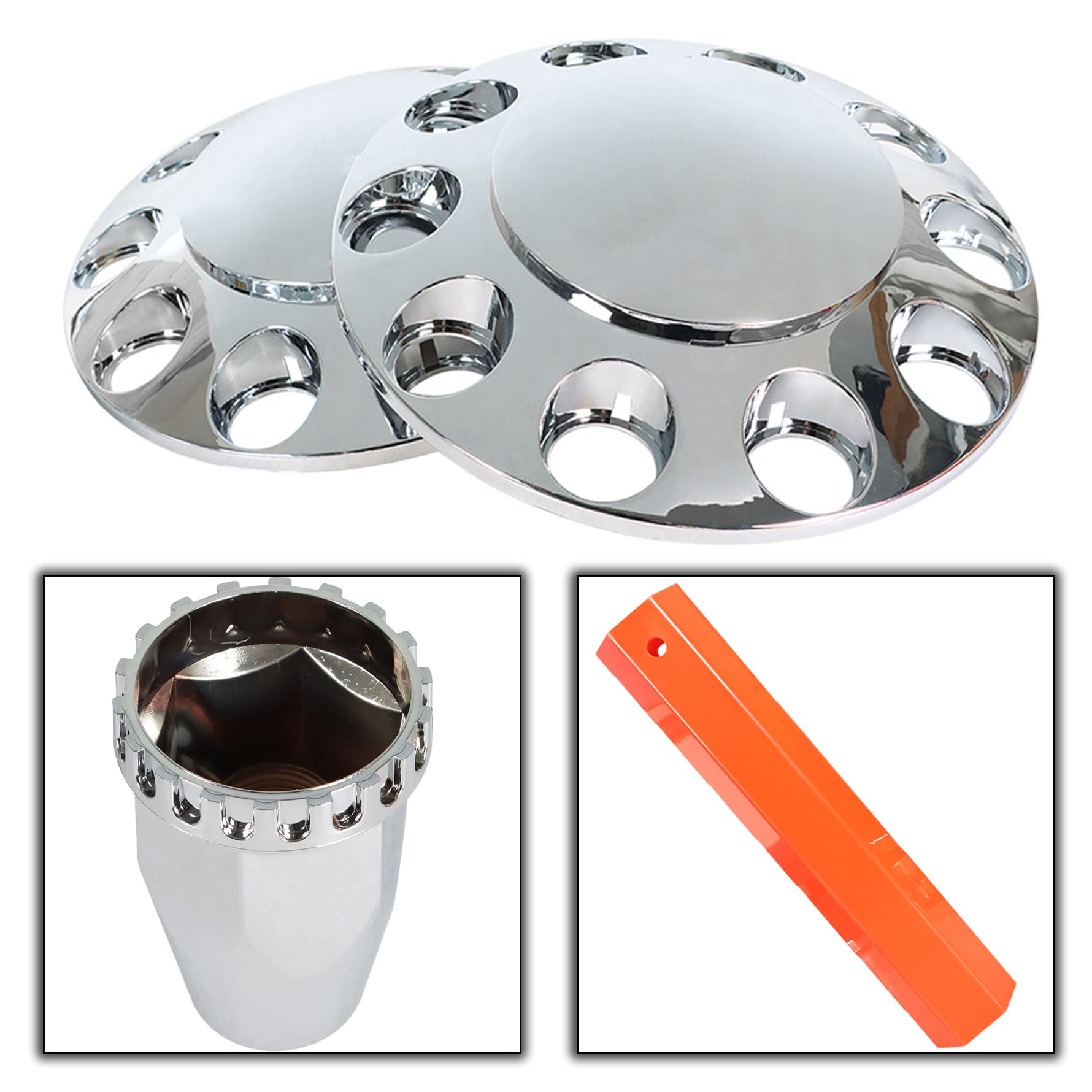 Munirater Wheel Covers Hub Axle Semi Chrome Front Wheel Plastic ABS Screw-on 33mm Nut Covers 1 Pair - View #13