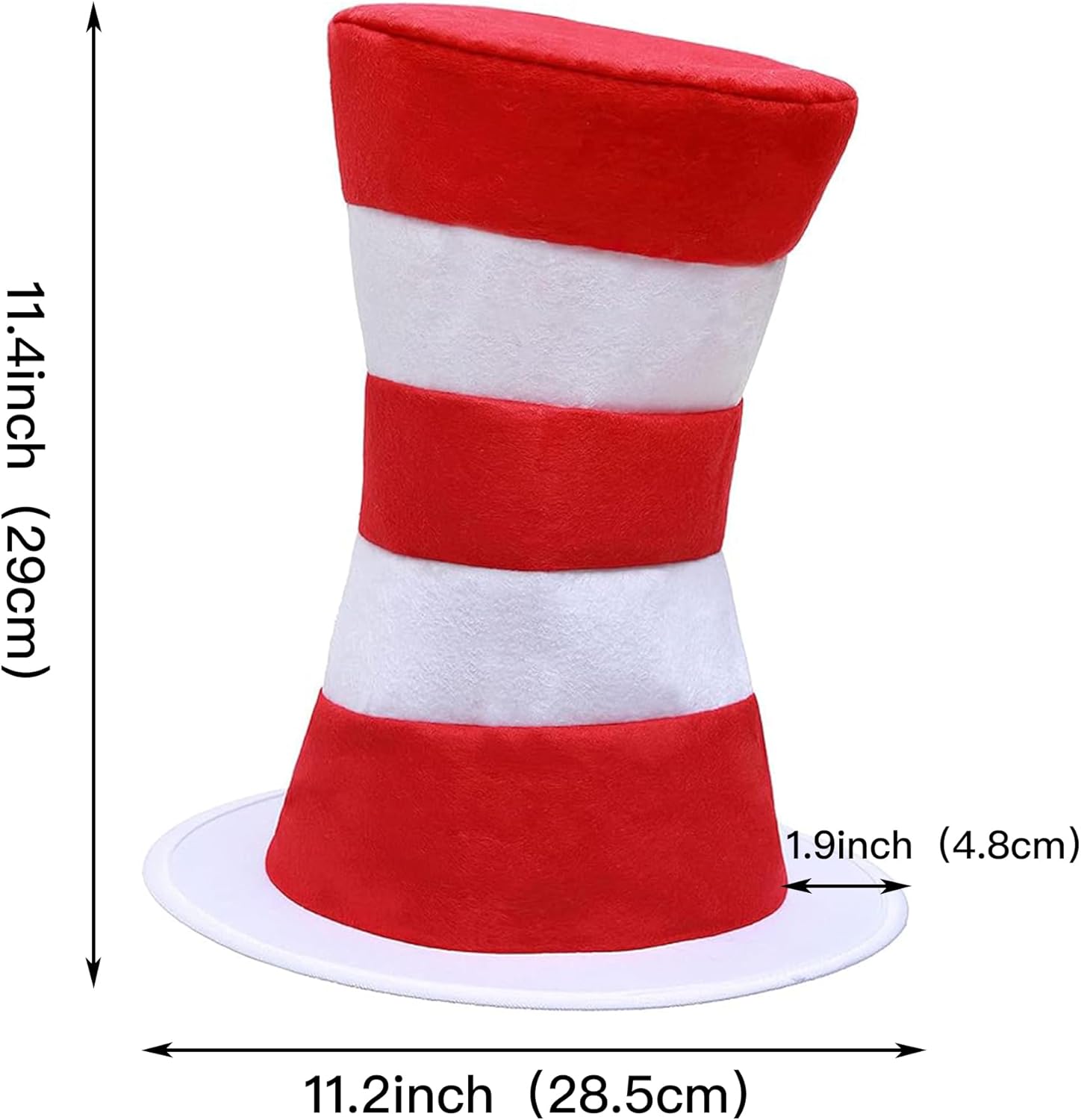 Vencede Red and White Stovepipe Hat Top Hat Cosplay Halloween Costume Accessories - Image 2