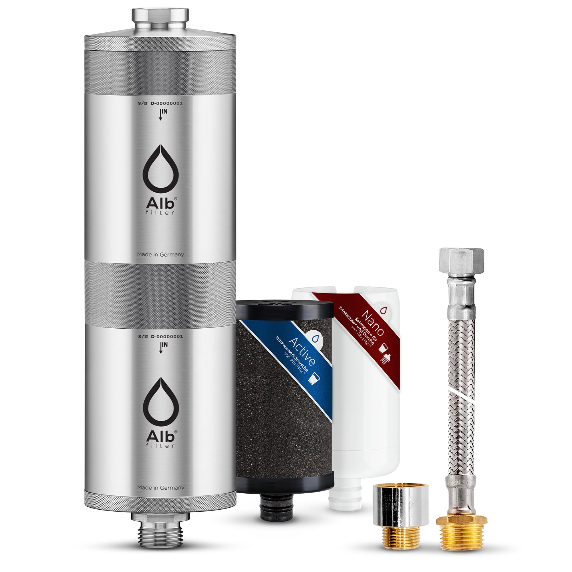 Alb Filter® FUSION Active+Nano Trinkwasserfilter gegen Schadstoffe und Keime | Untertisch | Made in Germany I Mit Protect Vorfilter (Edelstahl mit Protect)