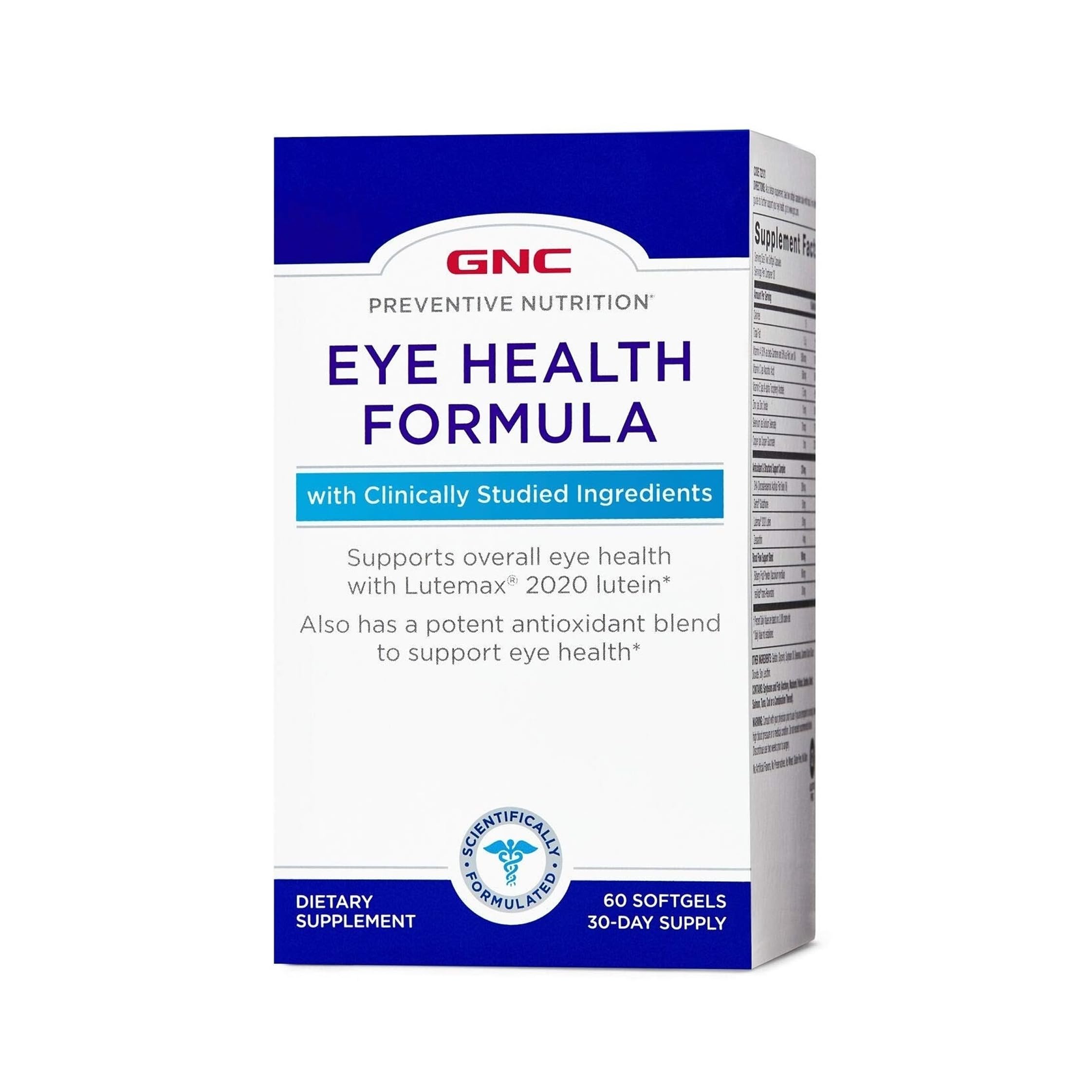 GNC Eye Health Formula, Supports Eye Health with Lutein, 60 Count