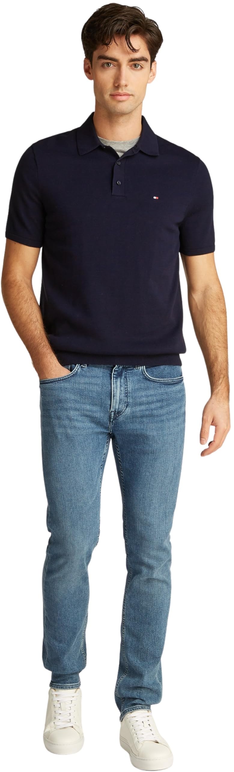 Tommy Hilfiger Męska koszulka polo z krótkim rękawem, Desert Sky, L