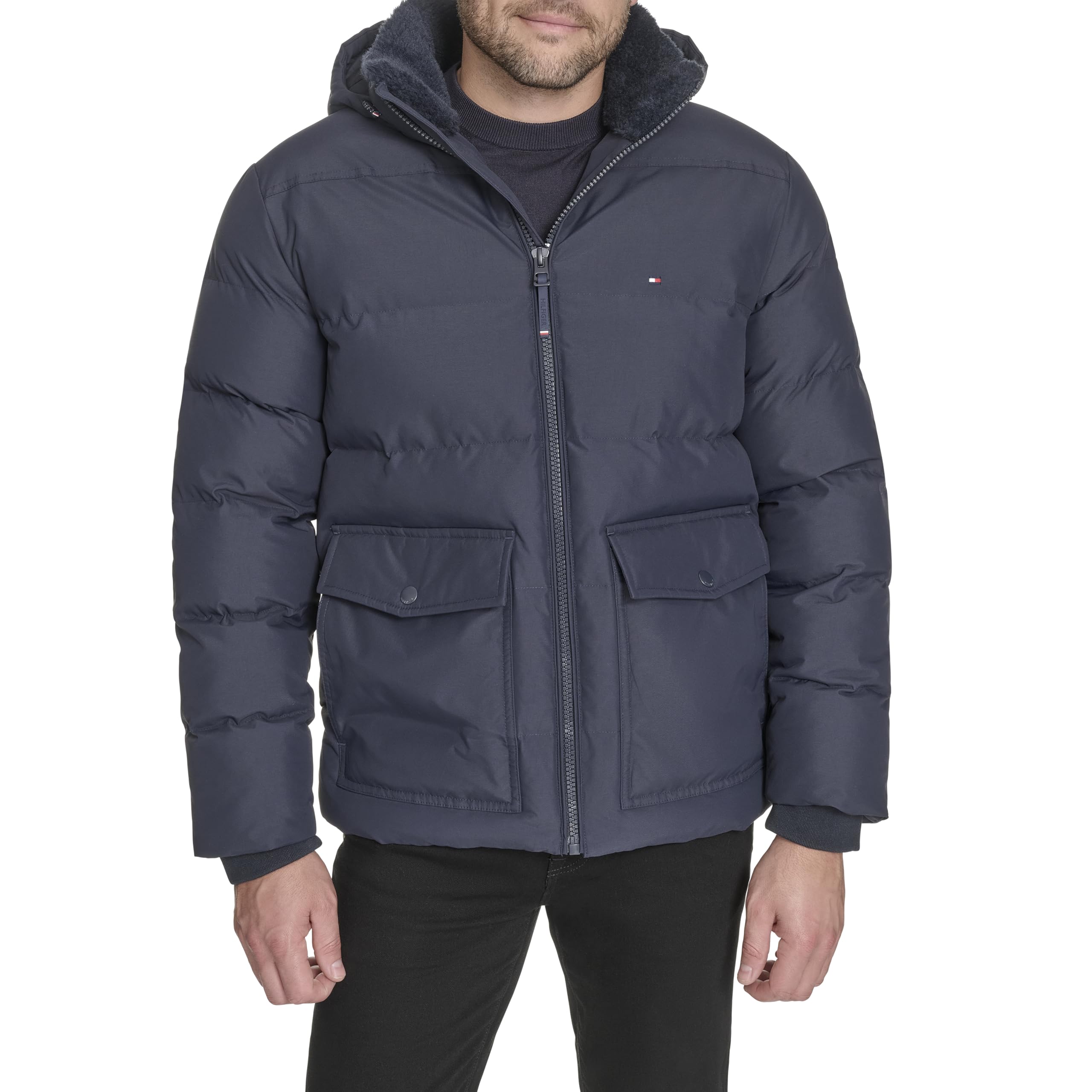 Men's Hooded Puffer With Patch Pockets