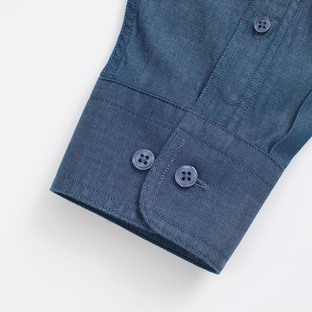 Men's Long Sleeve Denim Shirt (US, Alpha (Alpha), M, Regular, Regular, Navy) - Image 4