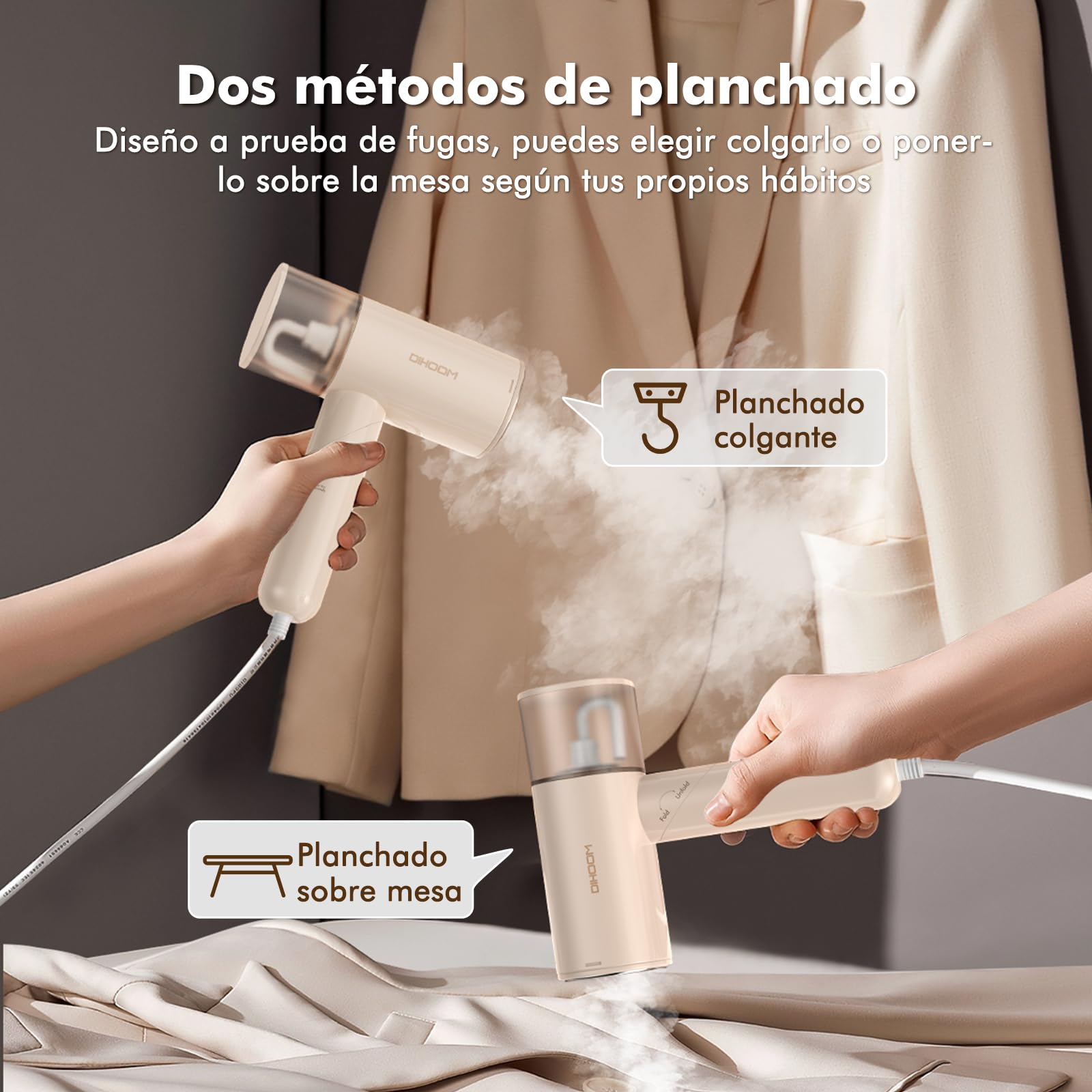 DIHOOM Plancha Vertical Vapor, Plancha Vapor Vertical Plegable Portátil - 1000W, Plancha de Vapor de Viaje Vertical Automática de Calentamiento Rápido 150ml Tank, Adecuado Para Viajes y Uso Doméstico