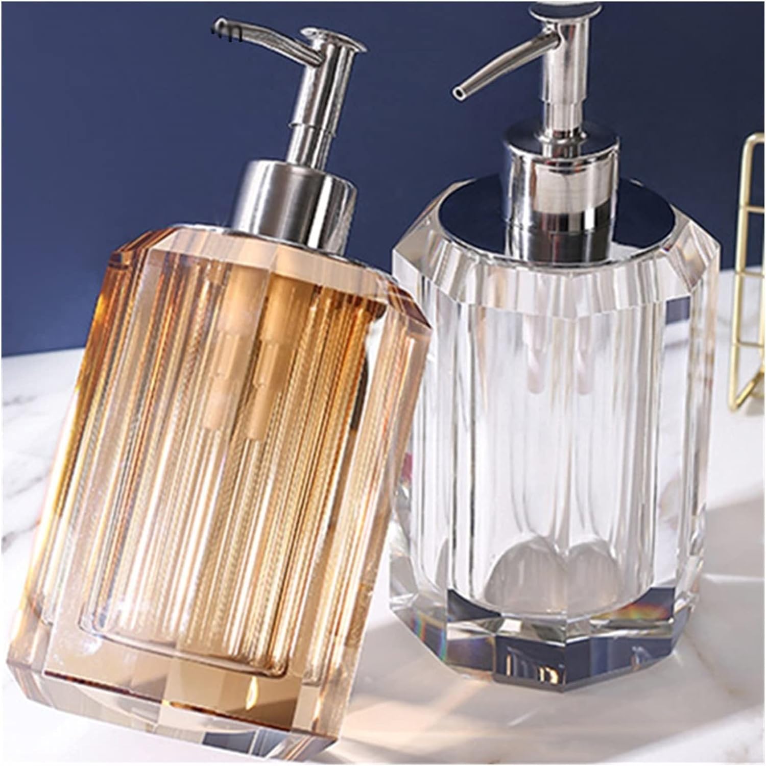 Shower Dispensers 1Pc Light Luxury Liquid Soap Dispenser Crystal Transparent Shower Gel Shampoo Dispensing Bottle Container Bathroom Accessories Lotio(A)
