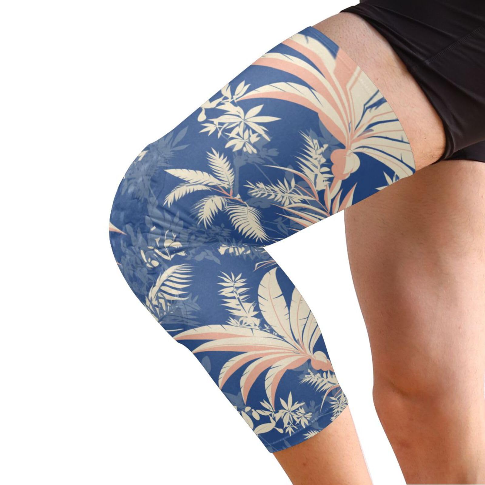 JUNZAN Hawaii Retro Blue Basketball Knee Pads for Youth Kids Wrestling Knee Pads with Sleeves Sport Kneepads for Volleyball Football