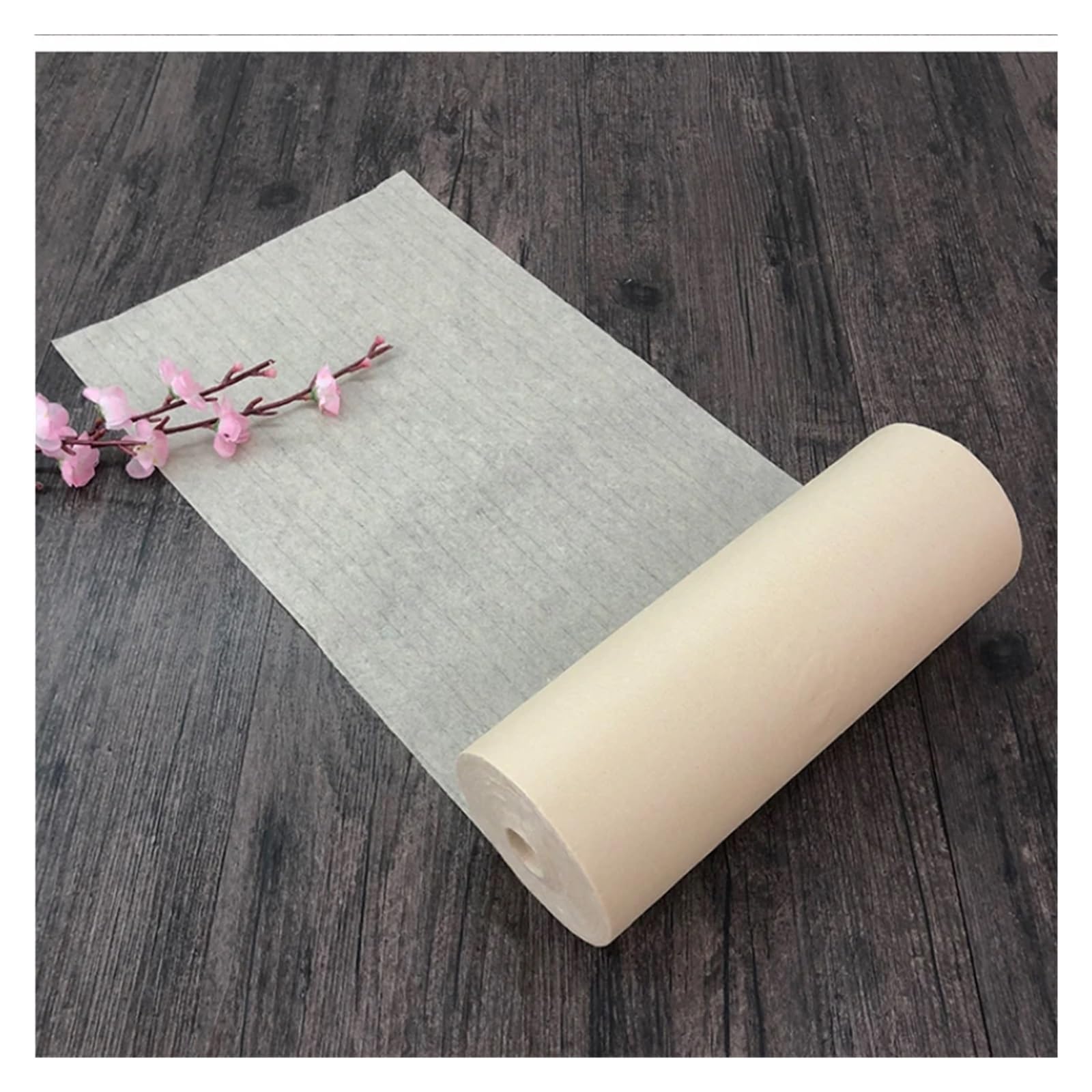MIUYTRN 20m 50m 100m zwijany papier Xuan chińska kaligrafia malarstwo Papel Arroz półdojrzały papier Xuan ultracienki przezroczysty papier ryżowy cuicui(Half ripe xuan paper,0.34x100m)
