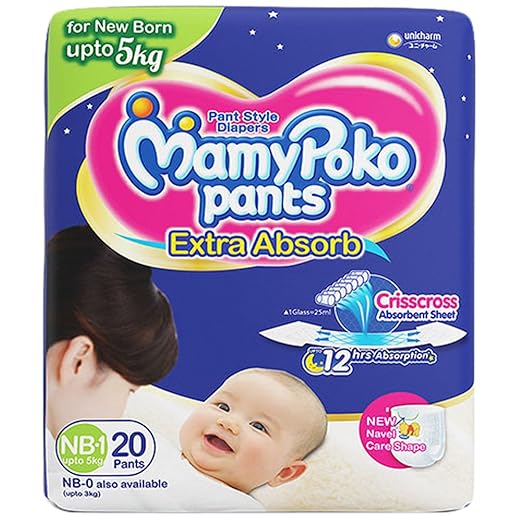 MamyPoko Pants Extra Absorb Diapers, New Born (Pack of 18)