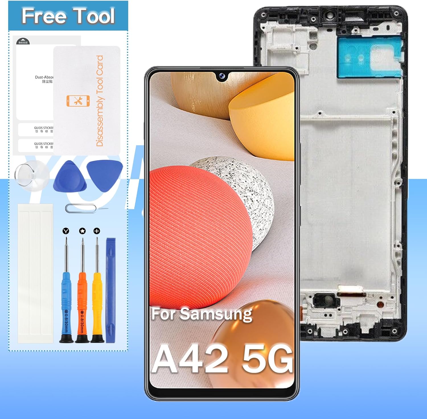 OLED for Samsung Galaxy A42 5G Screen Replacement SM-A426U, SM-A426V, SM-A426B 6.6" LCD Display Touch Digitizer Assembly with Frame(Support Fingerprint Function)