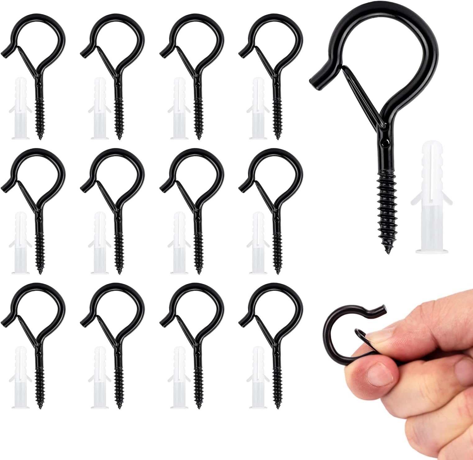 KINGLAKE Screw in Hooks, 12 Pcs Q Hanger Hooks for Outdoor Christmas ...