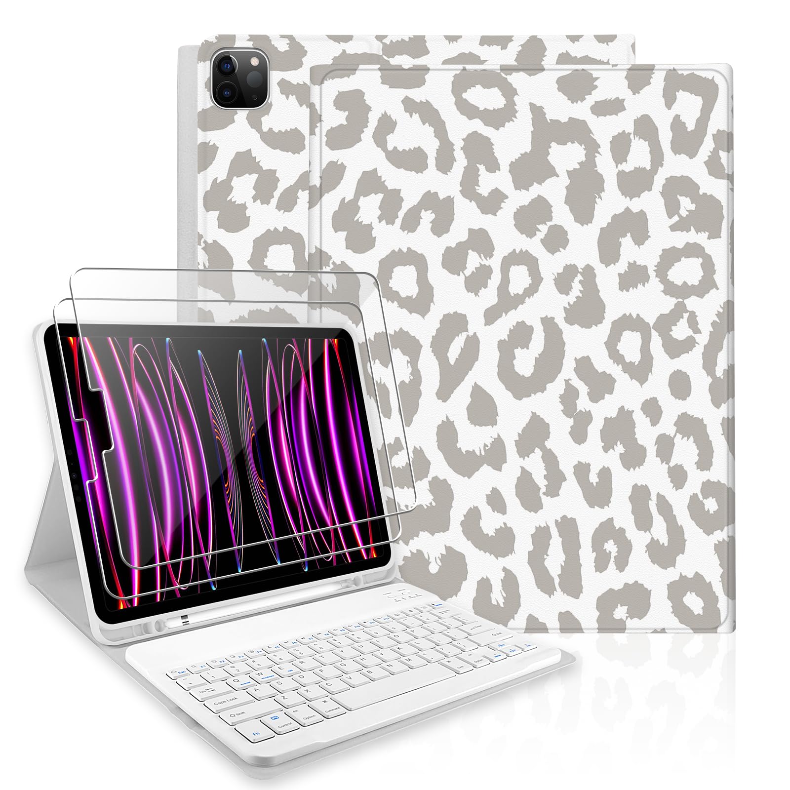 Teclado para iPad Pro 12.9 con cristales templados de dureza 9H 8